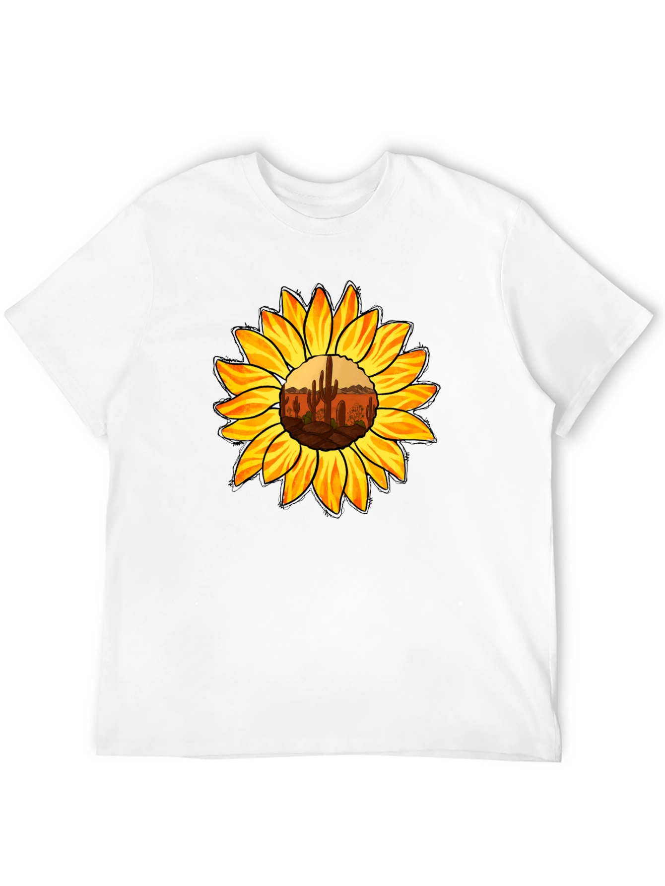 Black Sunflower Desert Graphic Tee - Black Cotton Shirt view 12