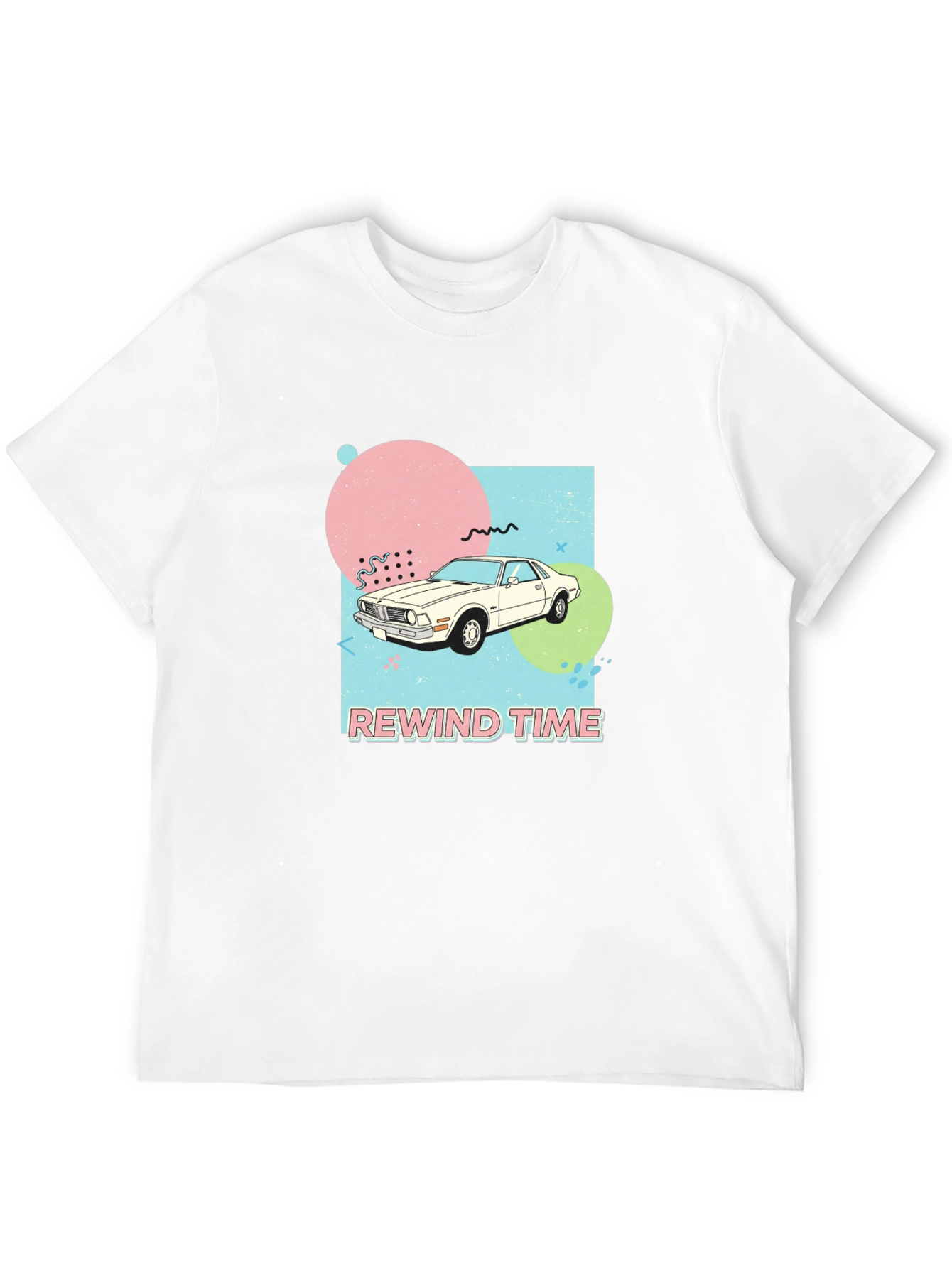 Black Rewind Time Retro Car Graphic T-Shirt view 12