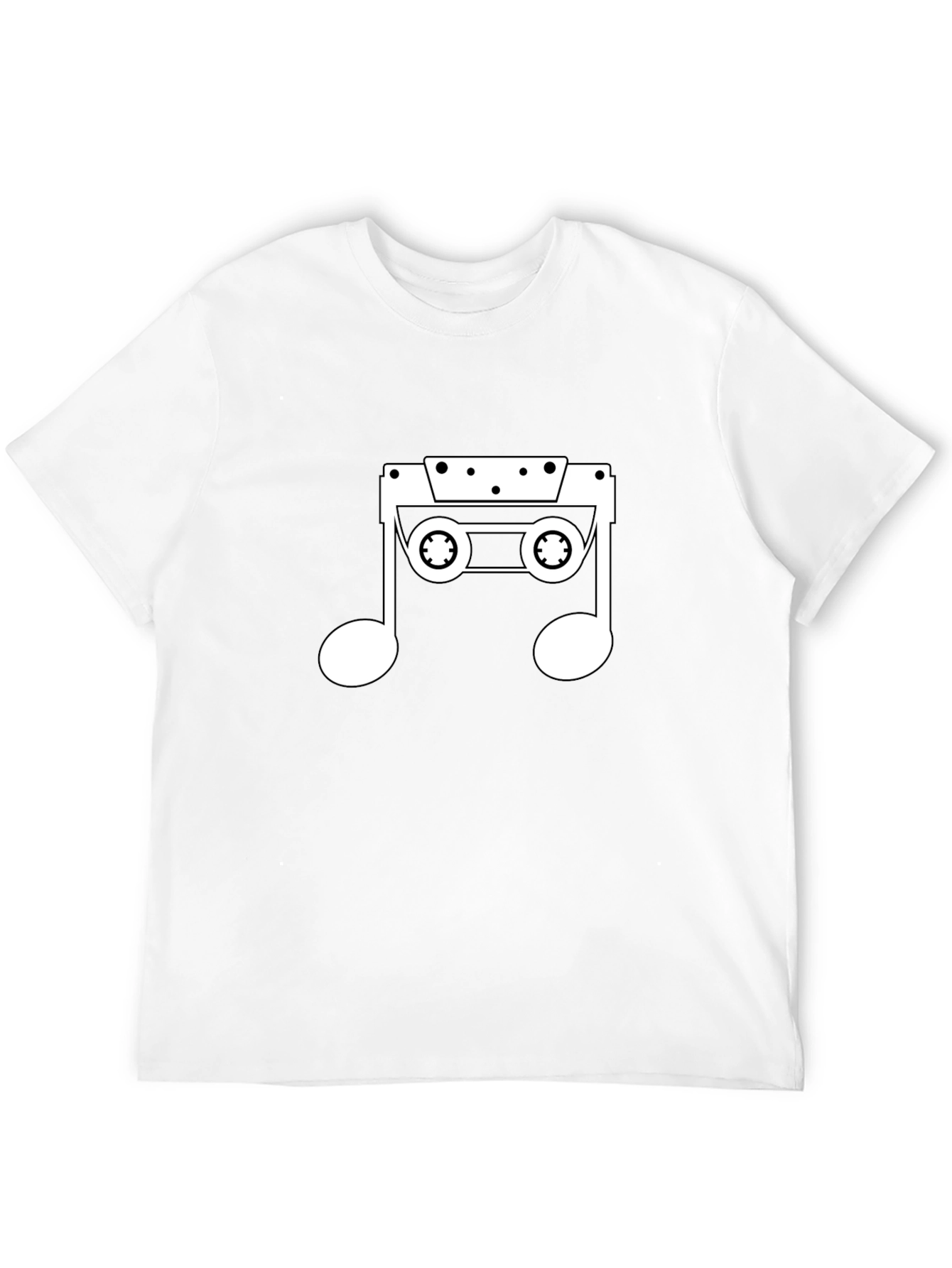 Black Retro Music Note Cassette T-Shirt view 12