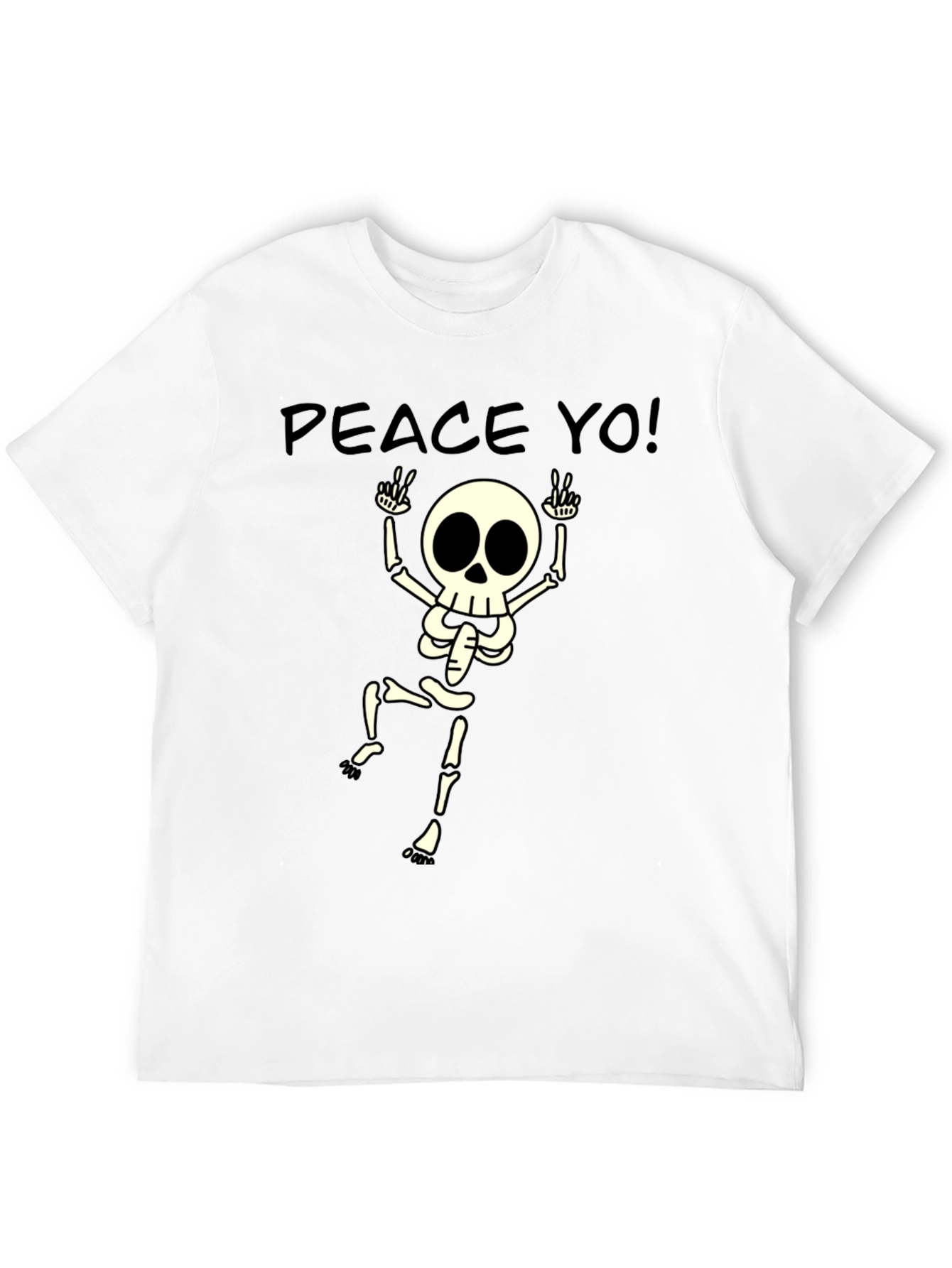 Black Peace Yo! Skeleton Graphic Black T-Shirt view 12