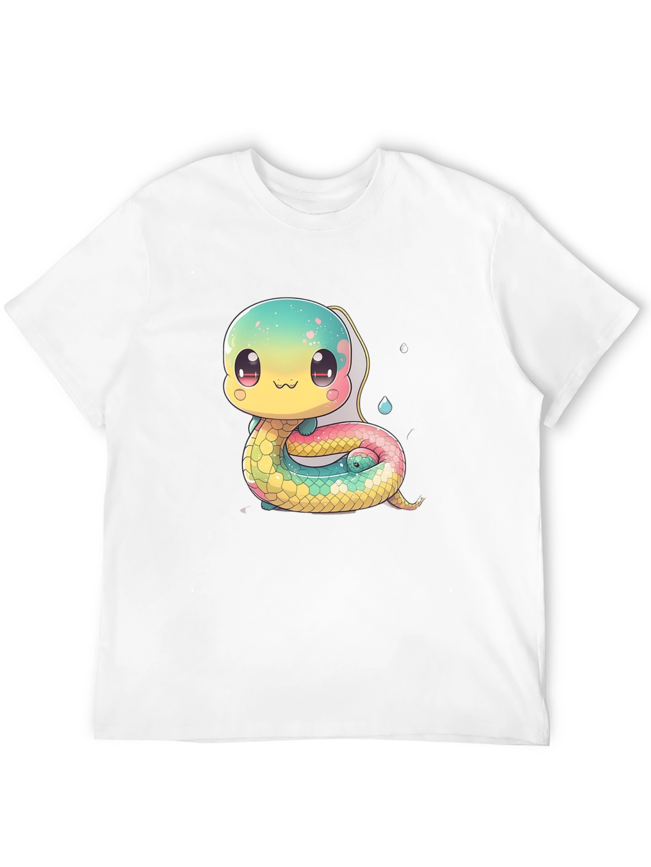 Black Cute Cartoon Snake Black T-Shirt view 12