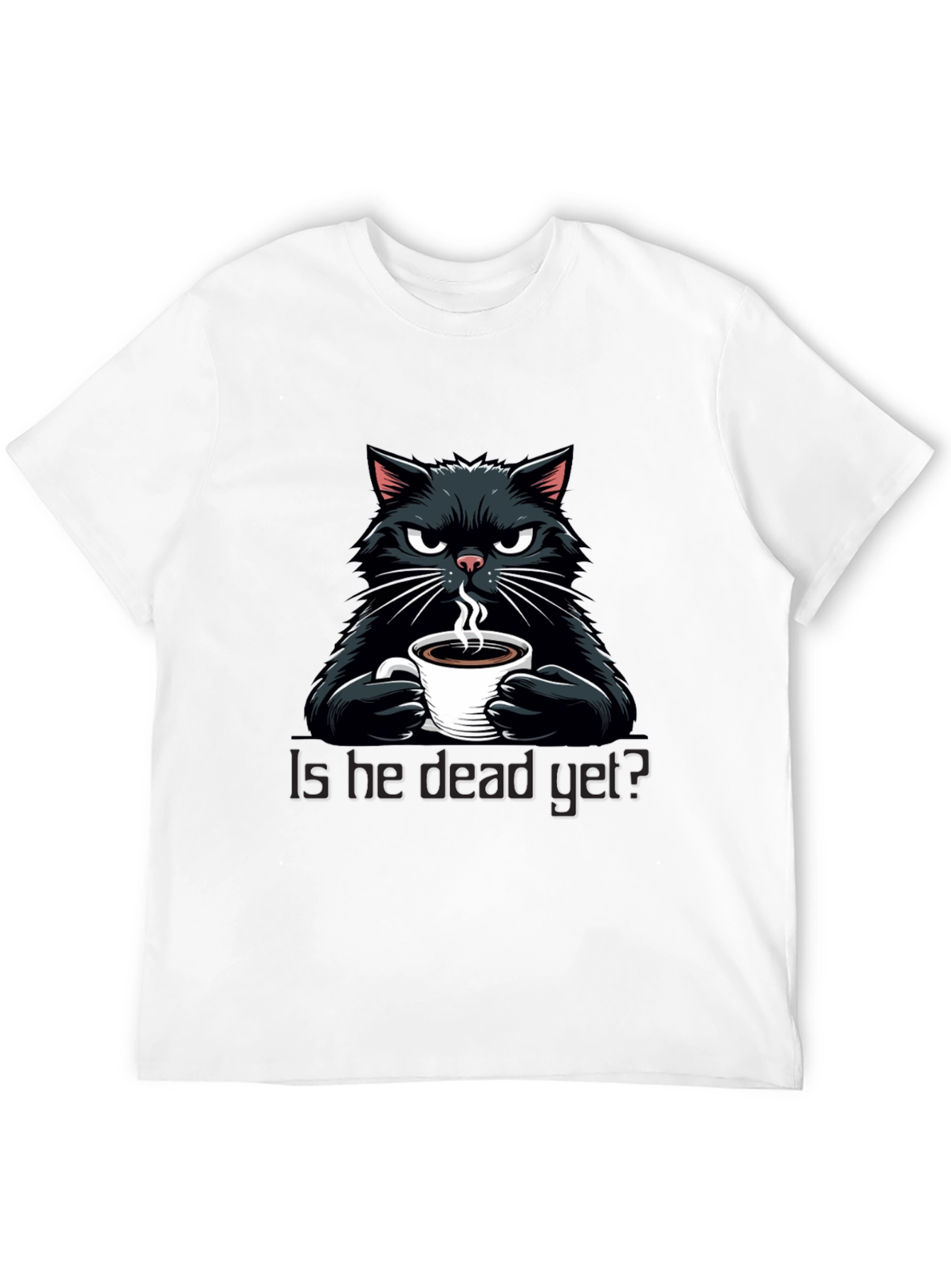 Black Grumpy Cat Coffee T-Shirt - "Is He Dead Yet?" view 12