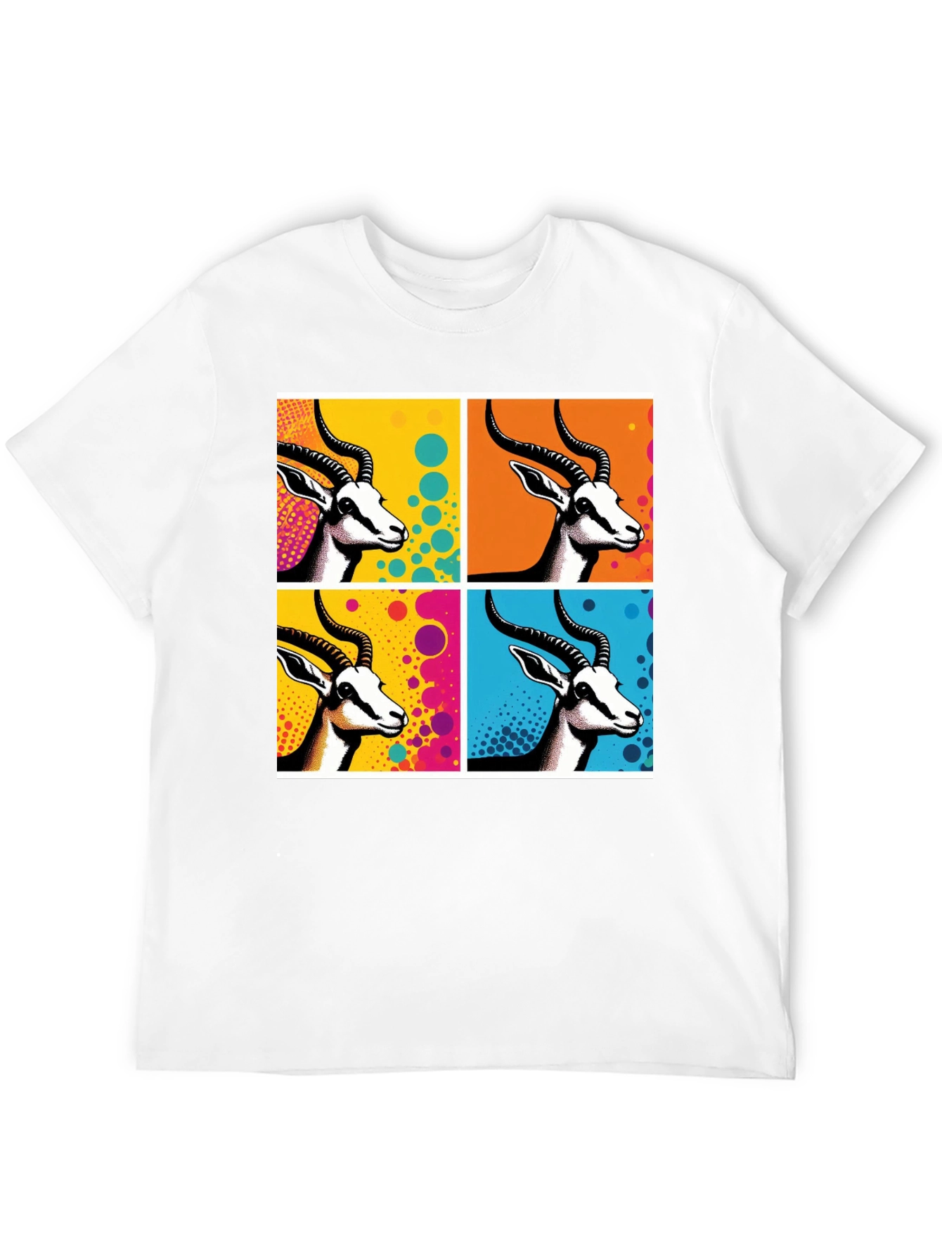 Black Pop Art Gazelle Graphic Tee - Stylish Men's Black T-Shirt view 12