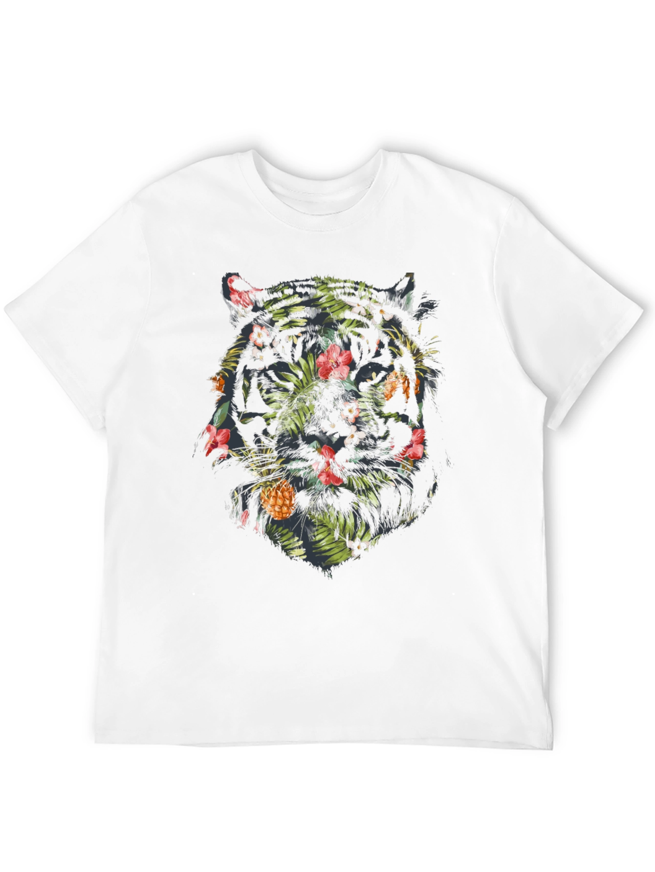 Black Tropical Tiger Graphic Tee - Black Cotton Blend Shirt view 12