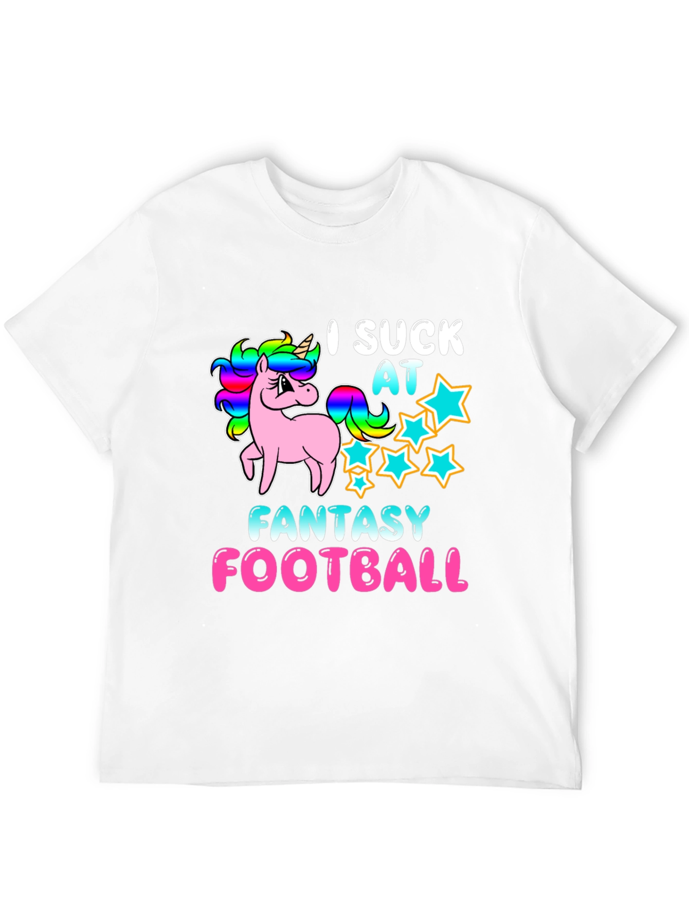 Black I Suck At Fantasy Football Unicorn T-Shirt view 12