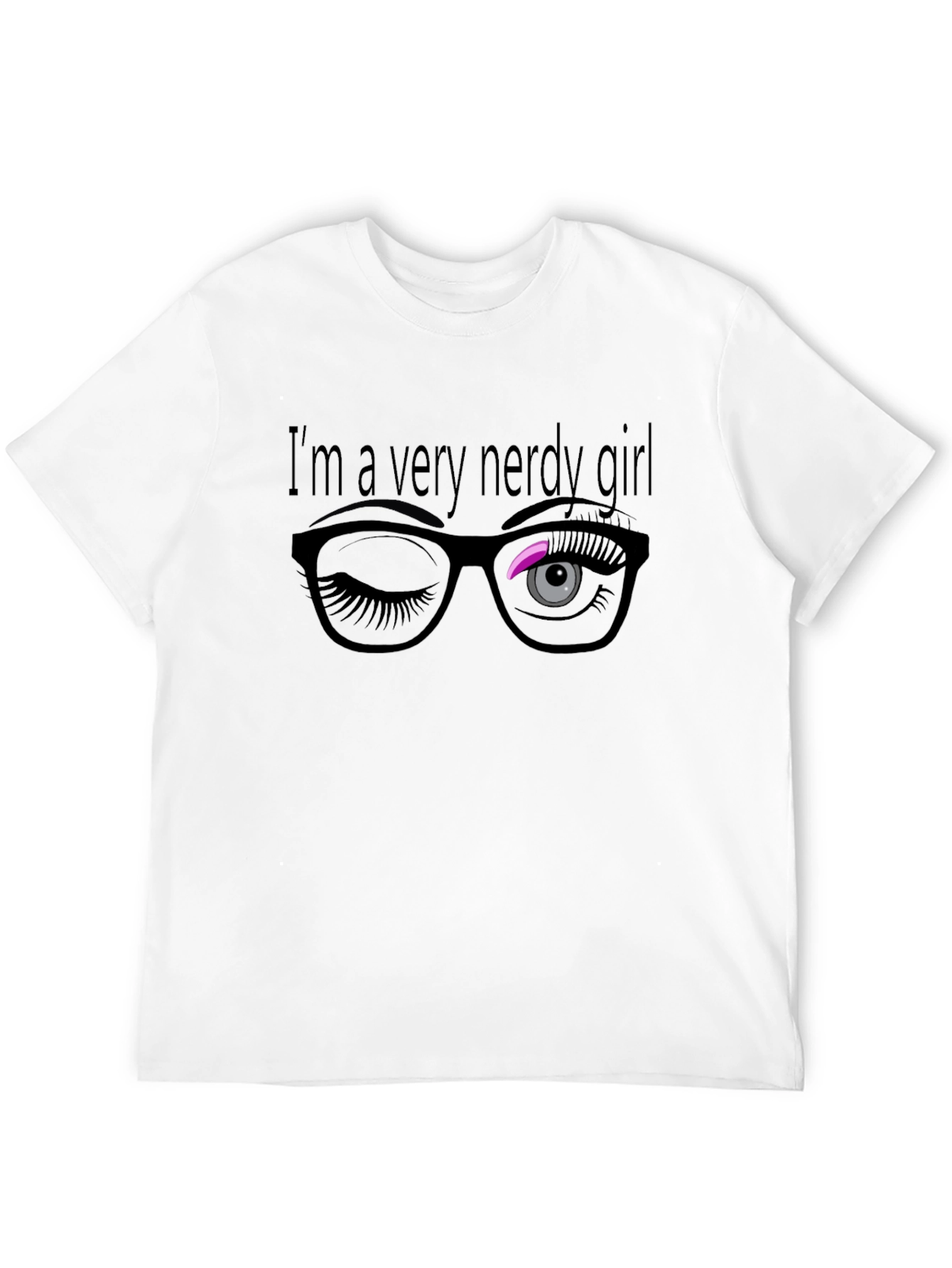 Black Nerdy Girl Wink T-Shirt view 12