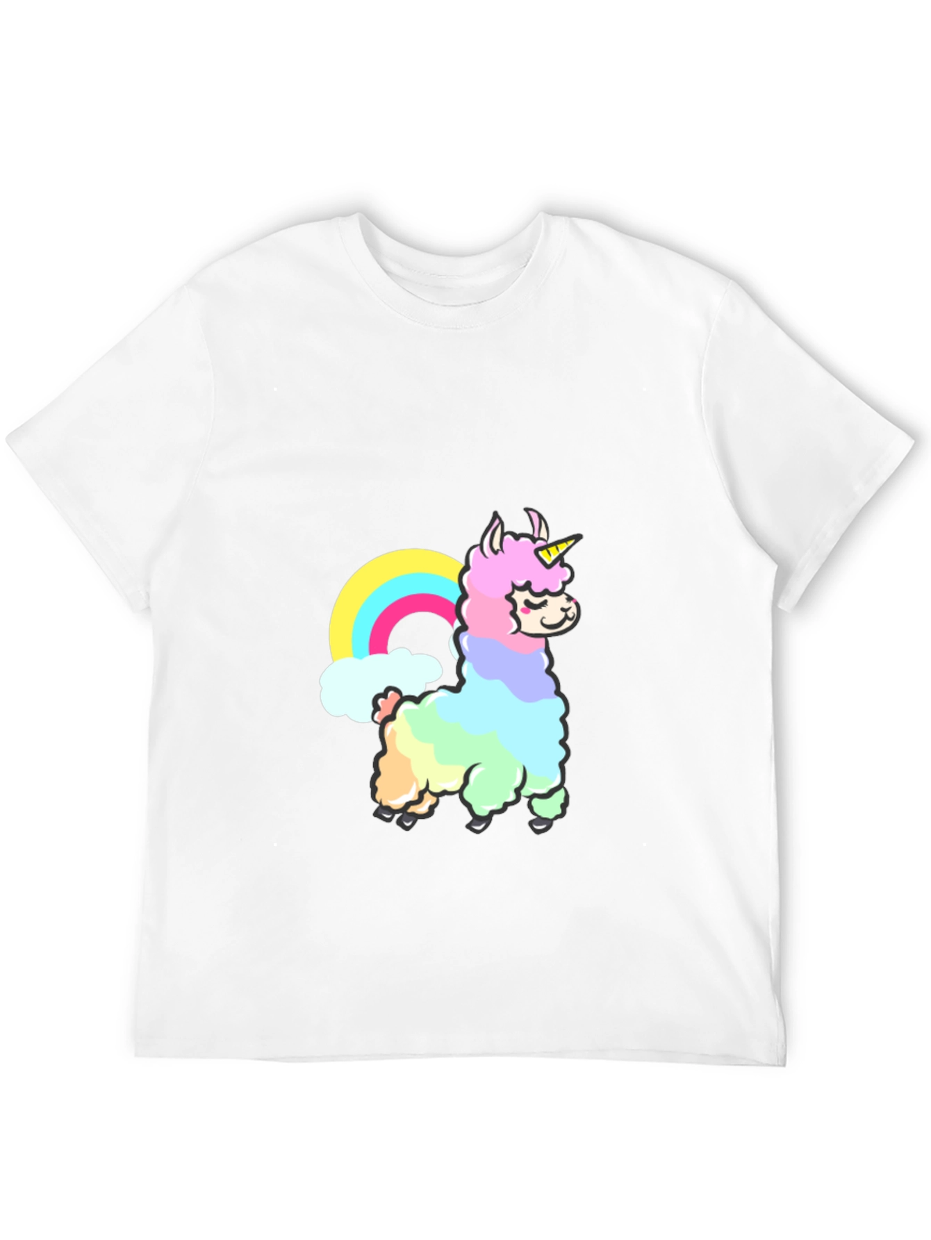 Black Rainbow Llama Unicorn Graphic T-Shirt view 12