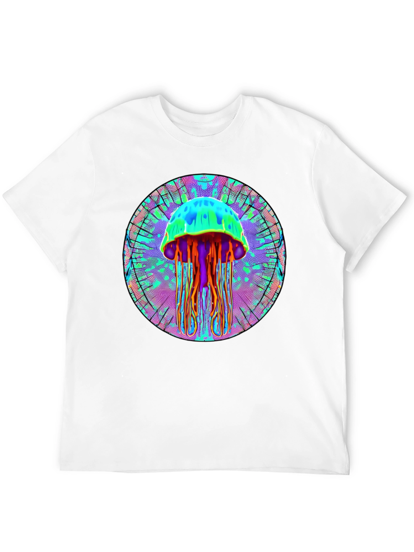 Black Psychedelic Jellyfish Graphic Tee - Black Cotton Shirt view 12