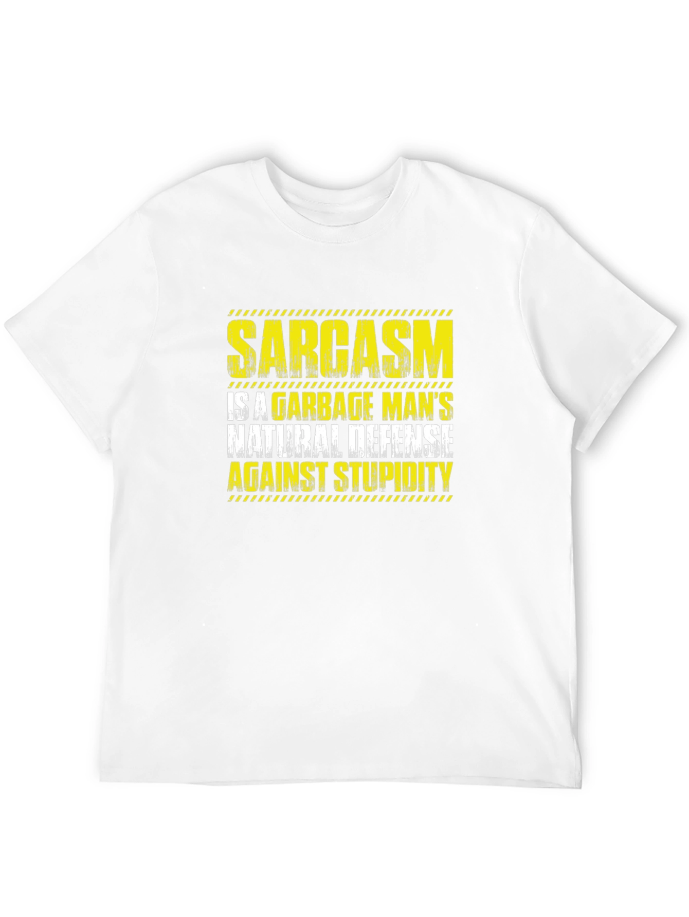 Black Sarcasm Garbage Man's Natural Defense T-Shirt view 12