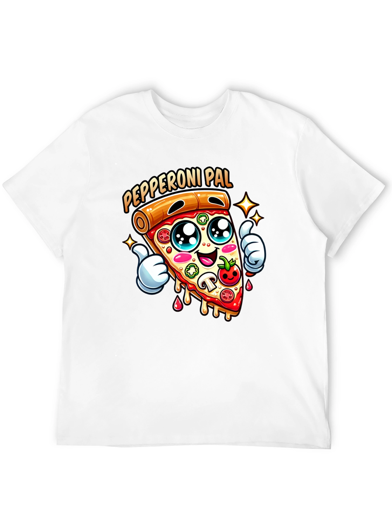 Black Pepperoni Pal Graphic Tee - Fun Pizza T-Shirt view 12