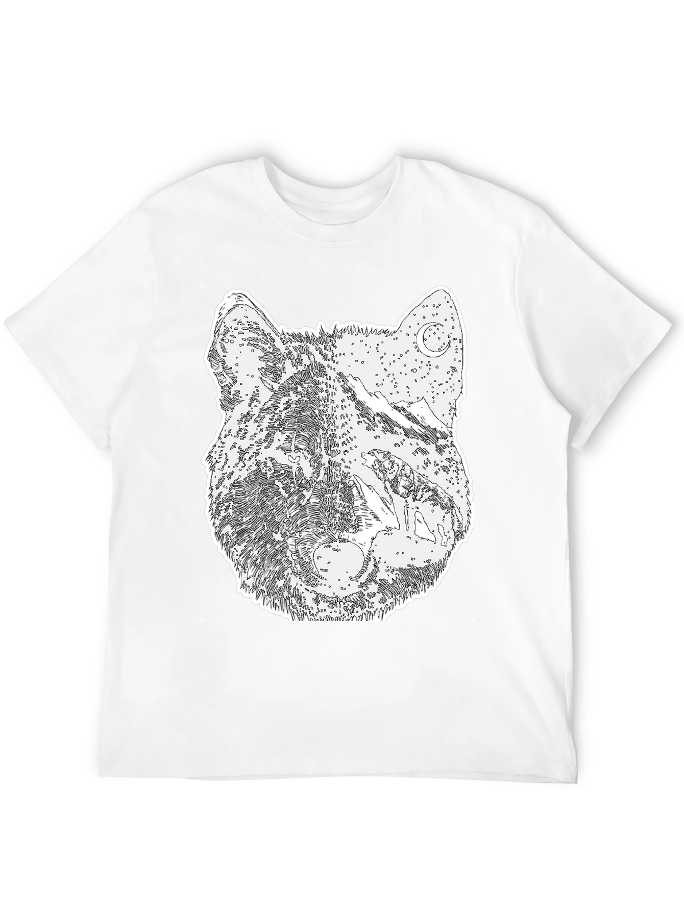 Black Wolf Graphic Print Tee - Black Cotton Blend view 12