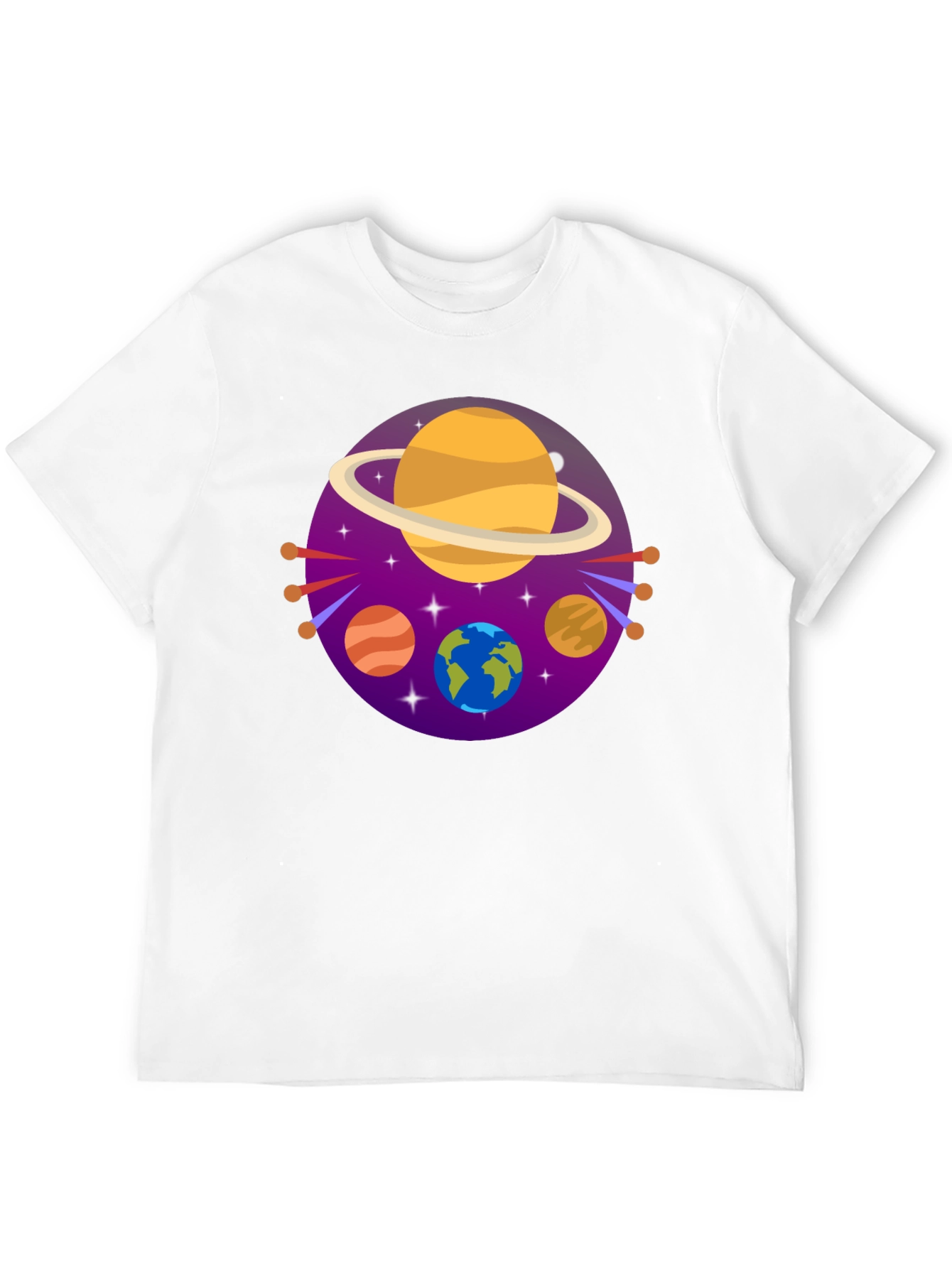 Black Cosmic Planets Graphic Tee - Black Cotton Blend view 12