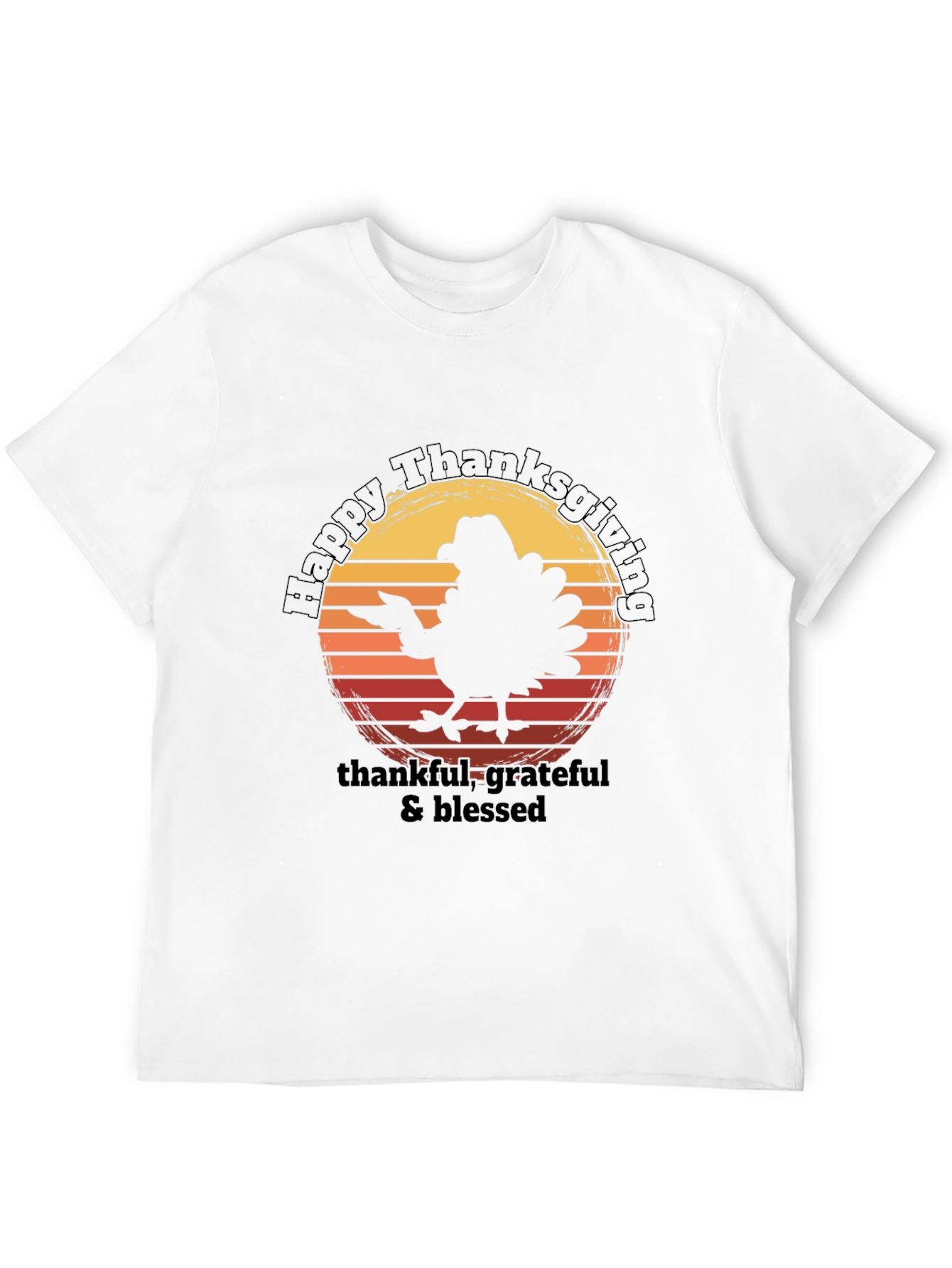 Black Happy Thanksgiving Turkey Graphic T-Shirt view 12