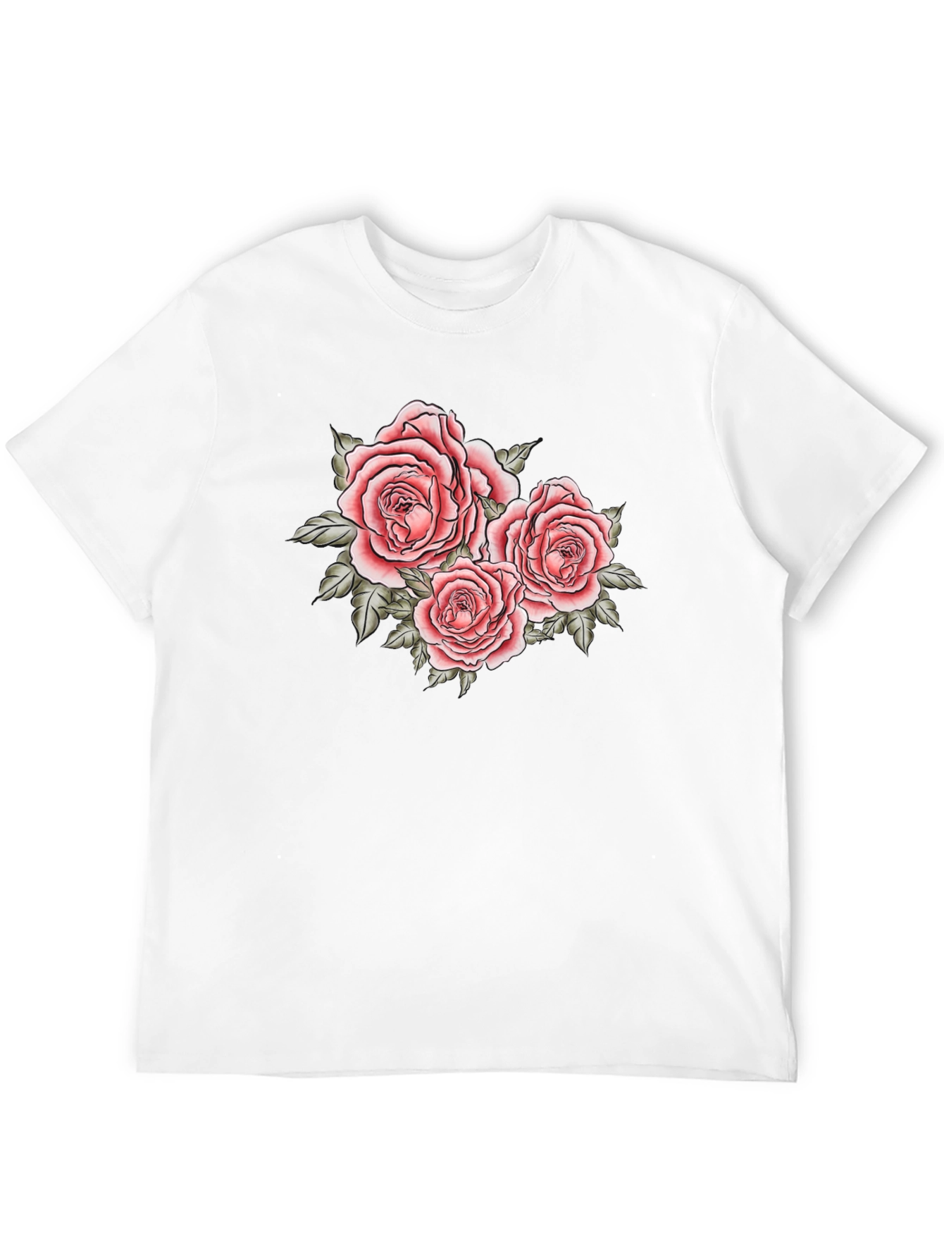 Black Floral Roses Graphic Black T-Shirt view 12