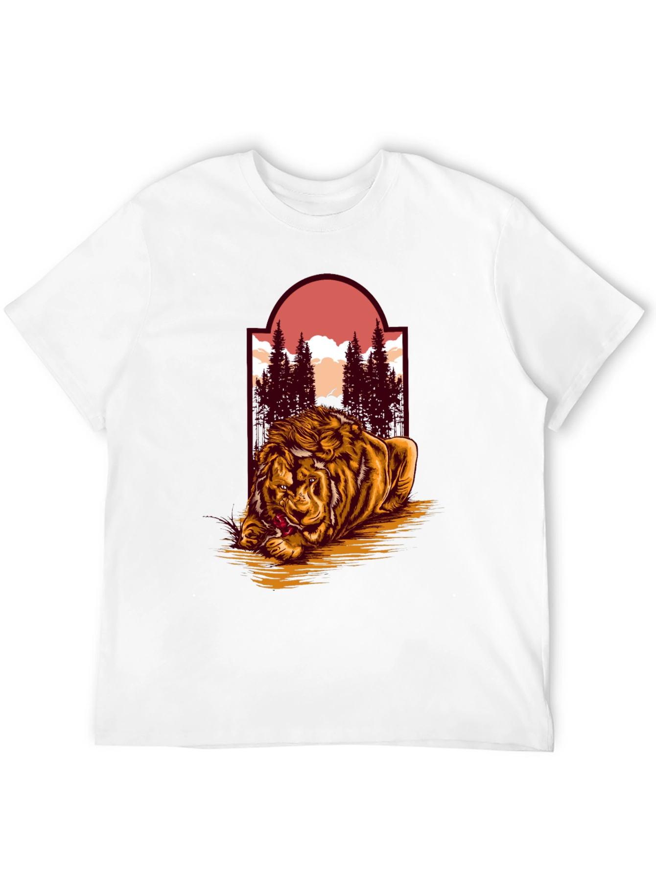 Black Lion & Landscape Graphic Tee - Unique Design view 12