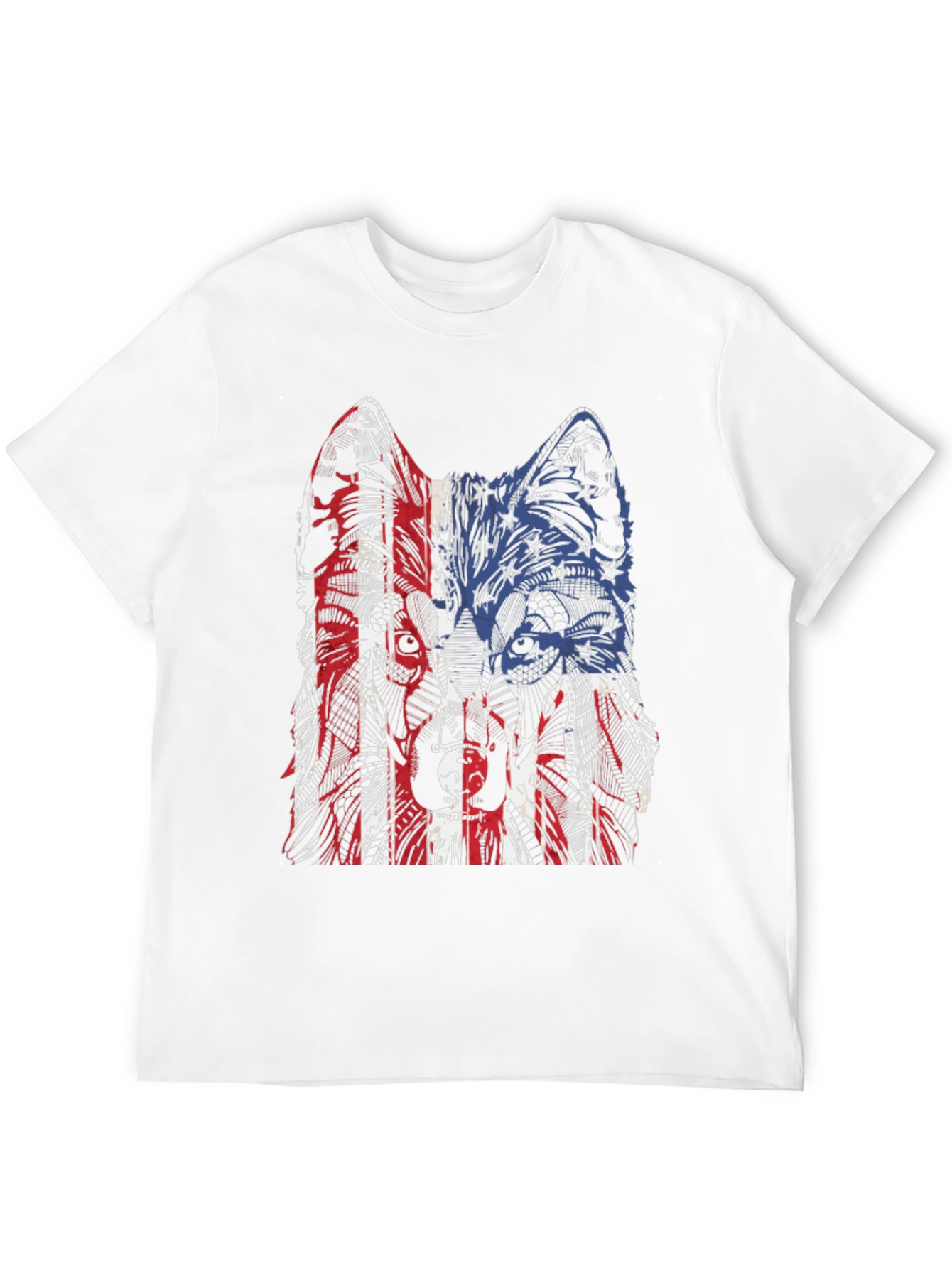 Black Patriotic Wolf Graphic Tee - Unisex Black T-Shirt view 12
