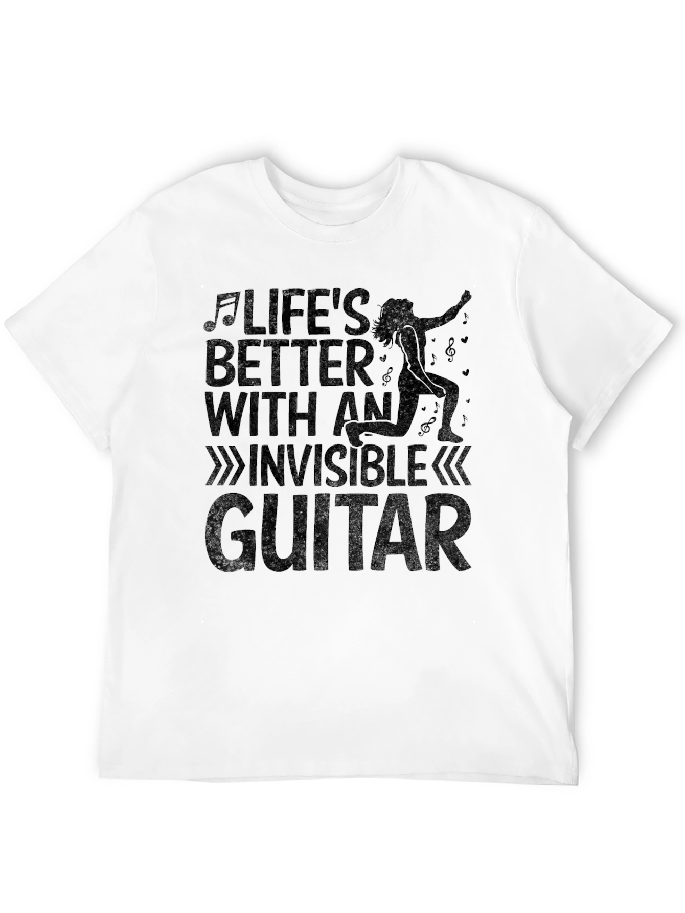 Black Life's Better with an Invisible Guitar T-Shirt view 12