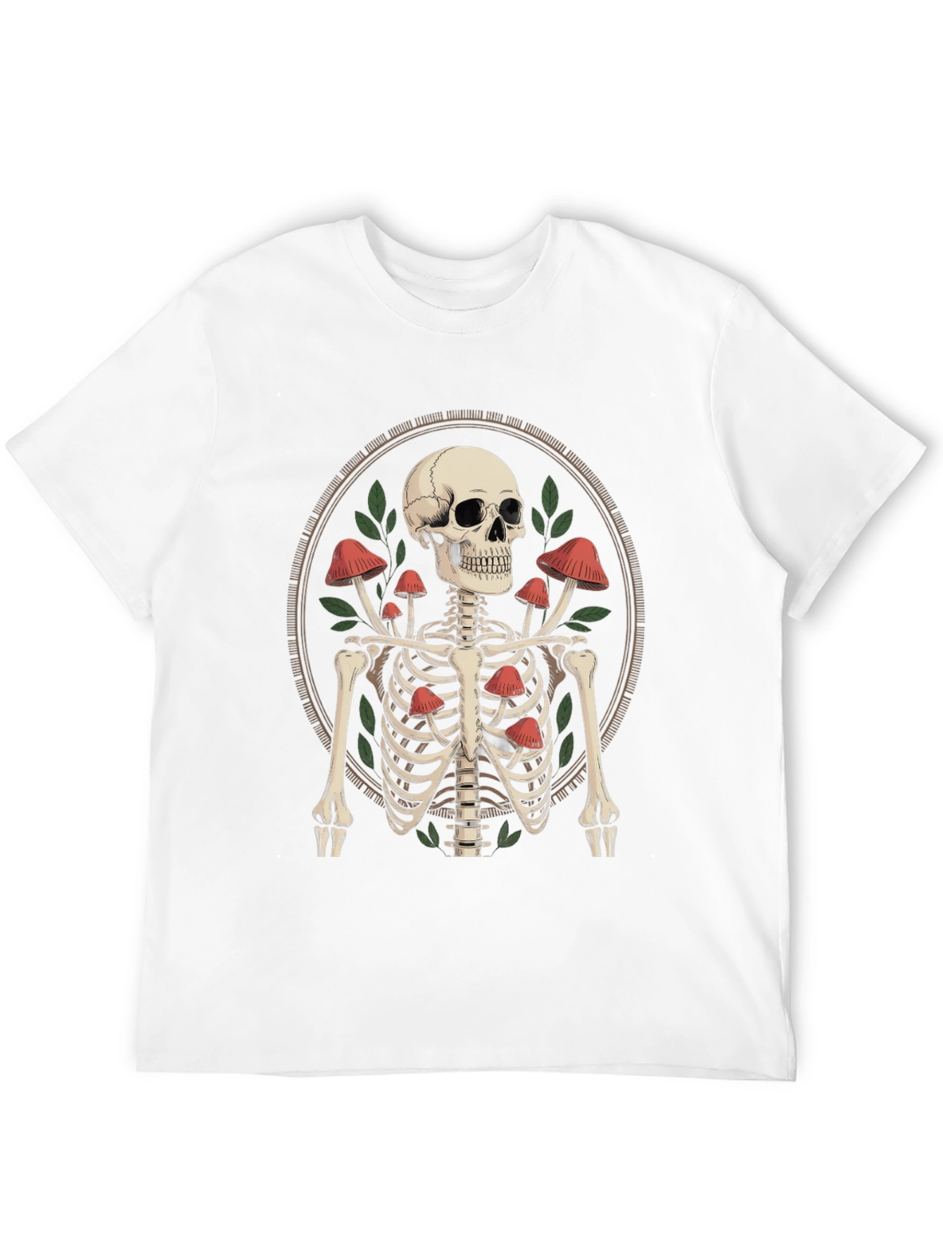 Black Mushroom Skeleton Graphic Tee - Edgy Unisex T-Shirt view 12