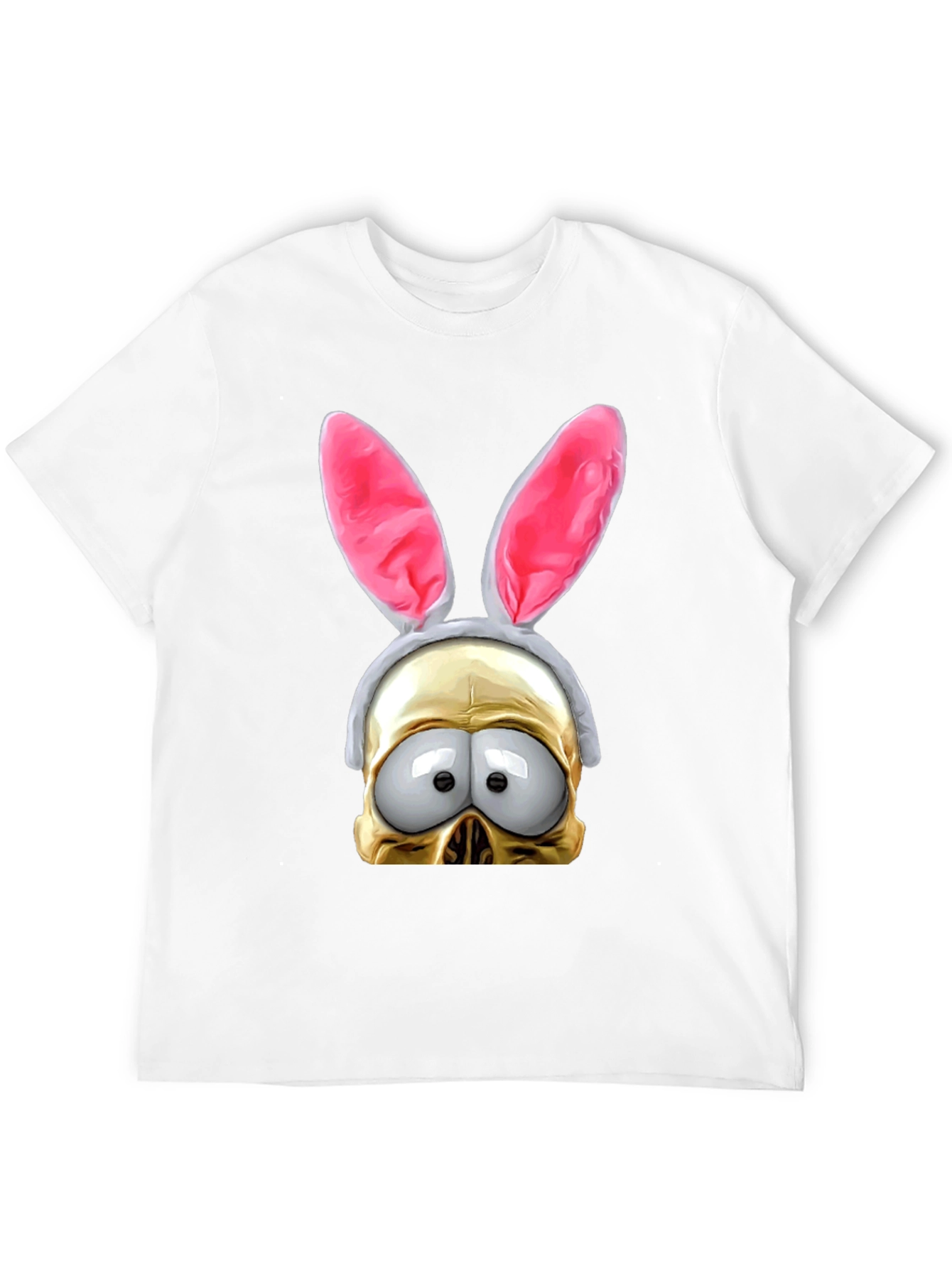 Black Humorous Bunny Skull Graphic T-Shirt view 12