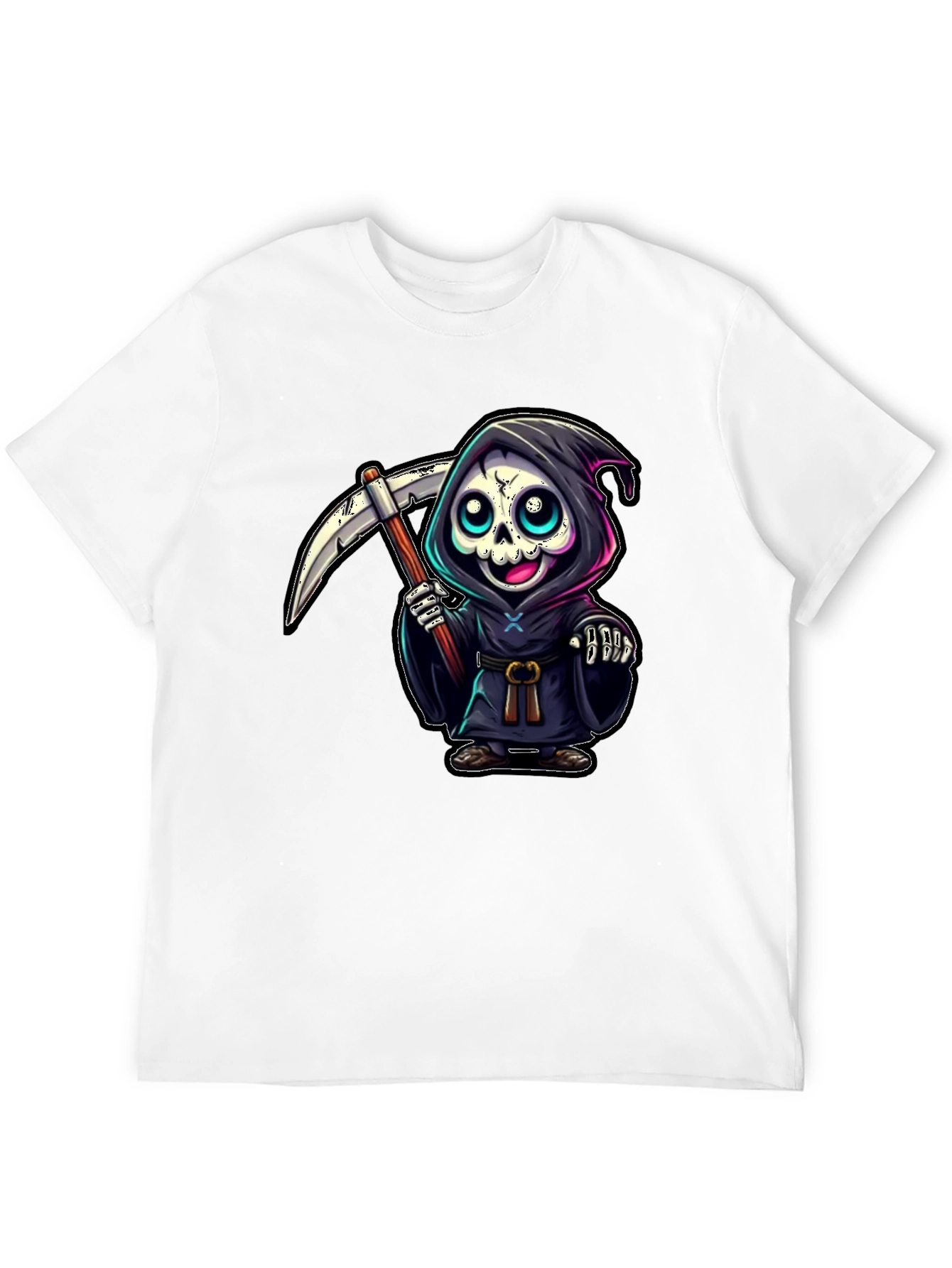 Black Grim Reaper Cartoon Graphic Tee view 12