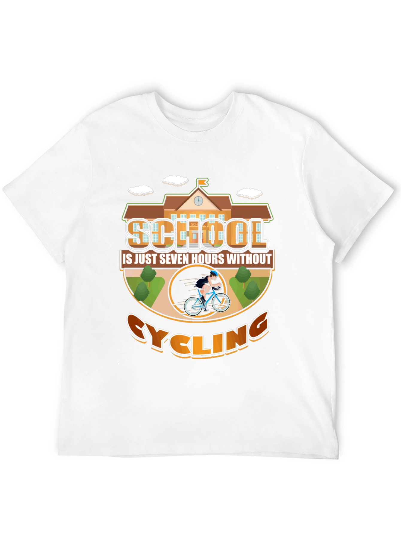 Black Cycling School T-Shirt: Seven Hours Without Cycling view 12