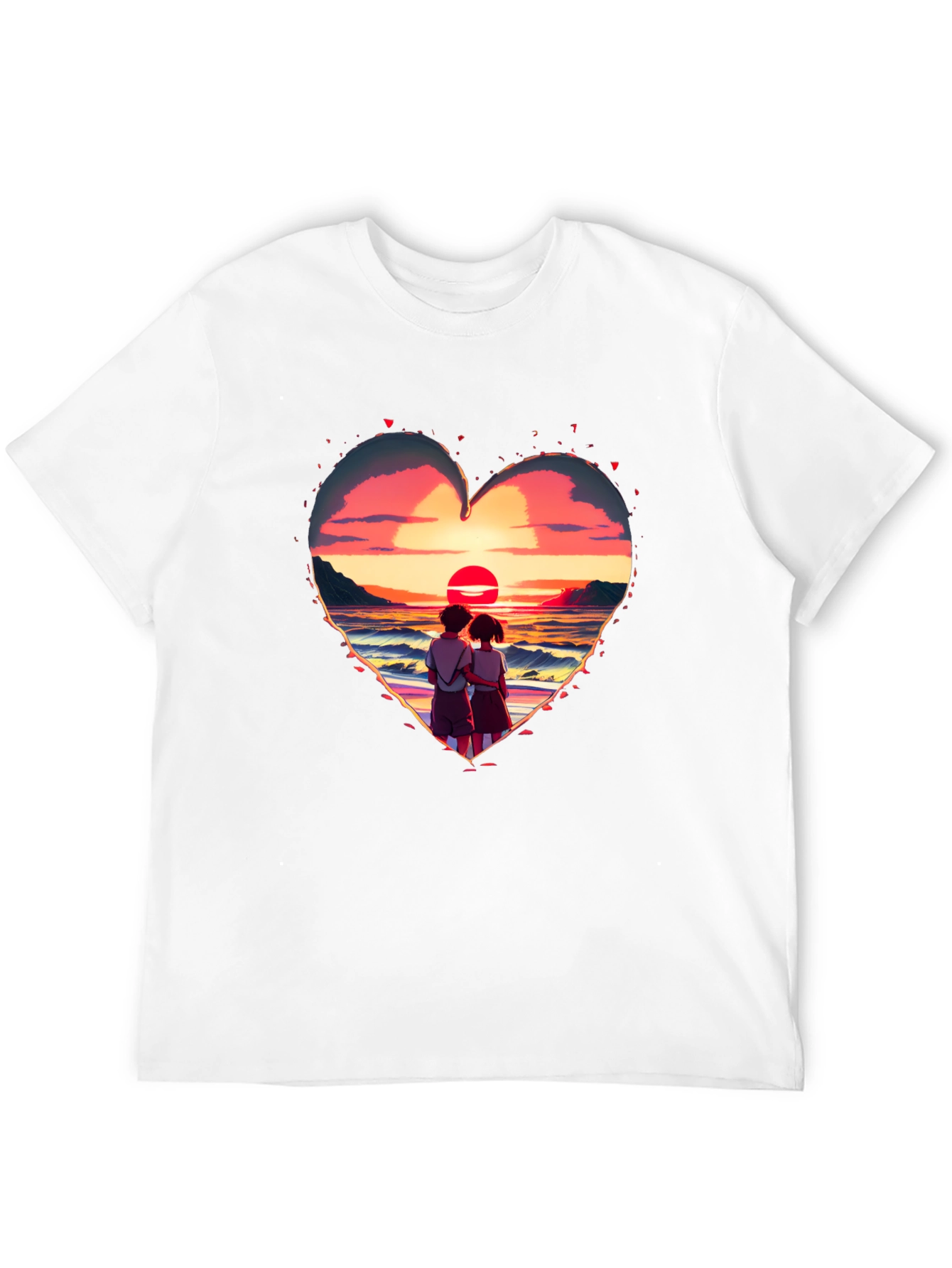 Black Sunset Lovers Heart Graphic Tee - Romantic Style view 12