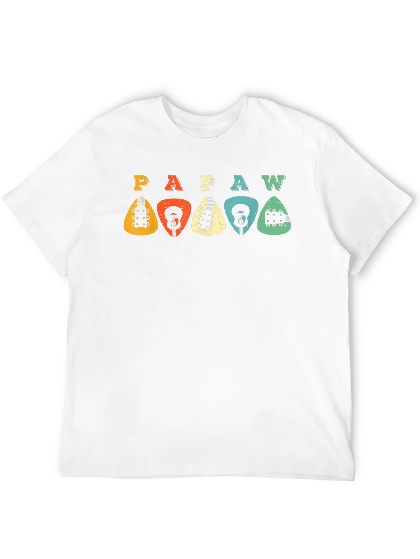 Black Retro PAPAW Guitar Pick T-Shirt view 12