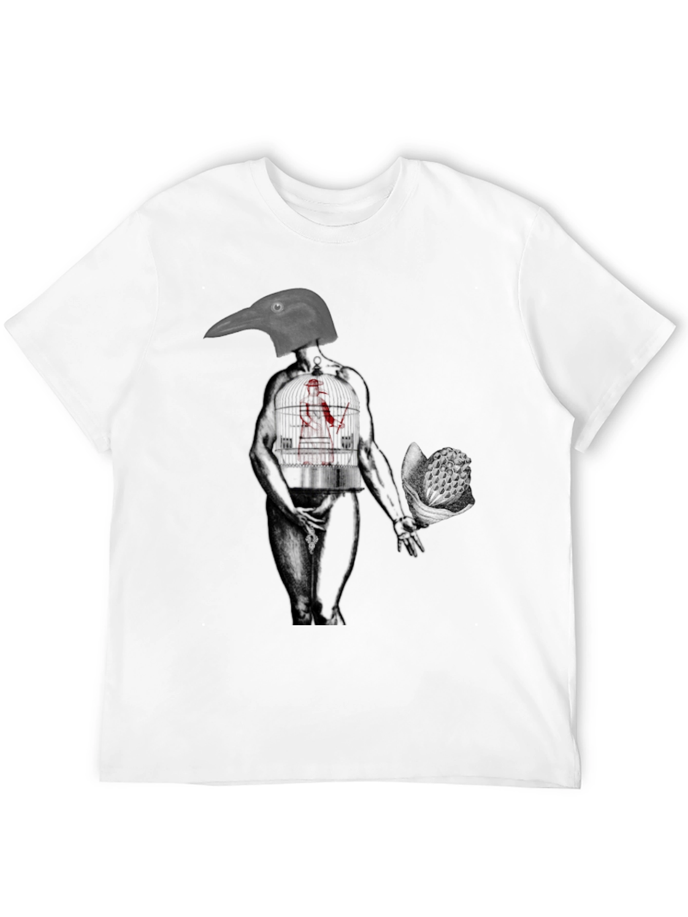 Black Raven Head Anatomical Human Graphic Tee view 12