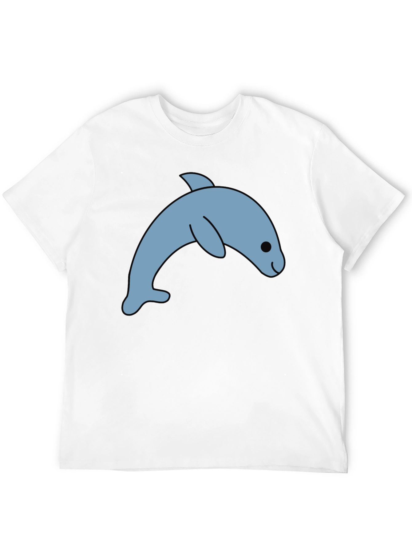 Black Cute Dolphin Graphic Tee - Black Cotton T-Shirt view 12