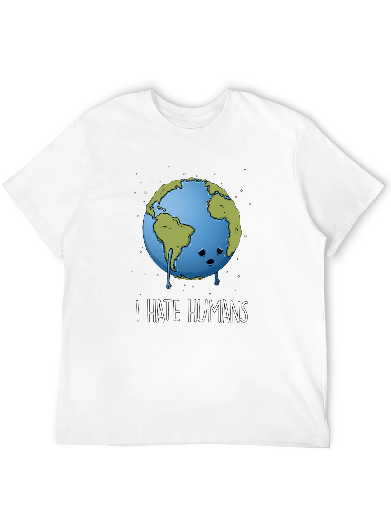 Black Sad Earth Graphic Tee - I Hate Humans - Black Cotton T-Shirt view 12