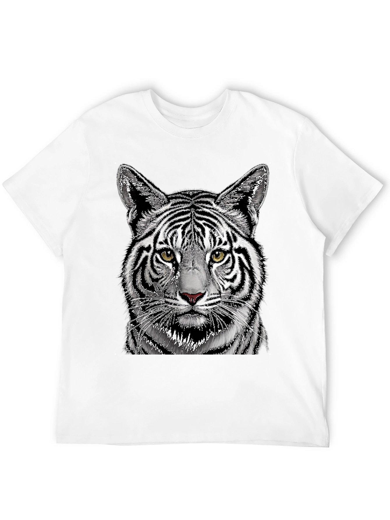 Black White Tiger Graphic Print Black T-Shirt view 12