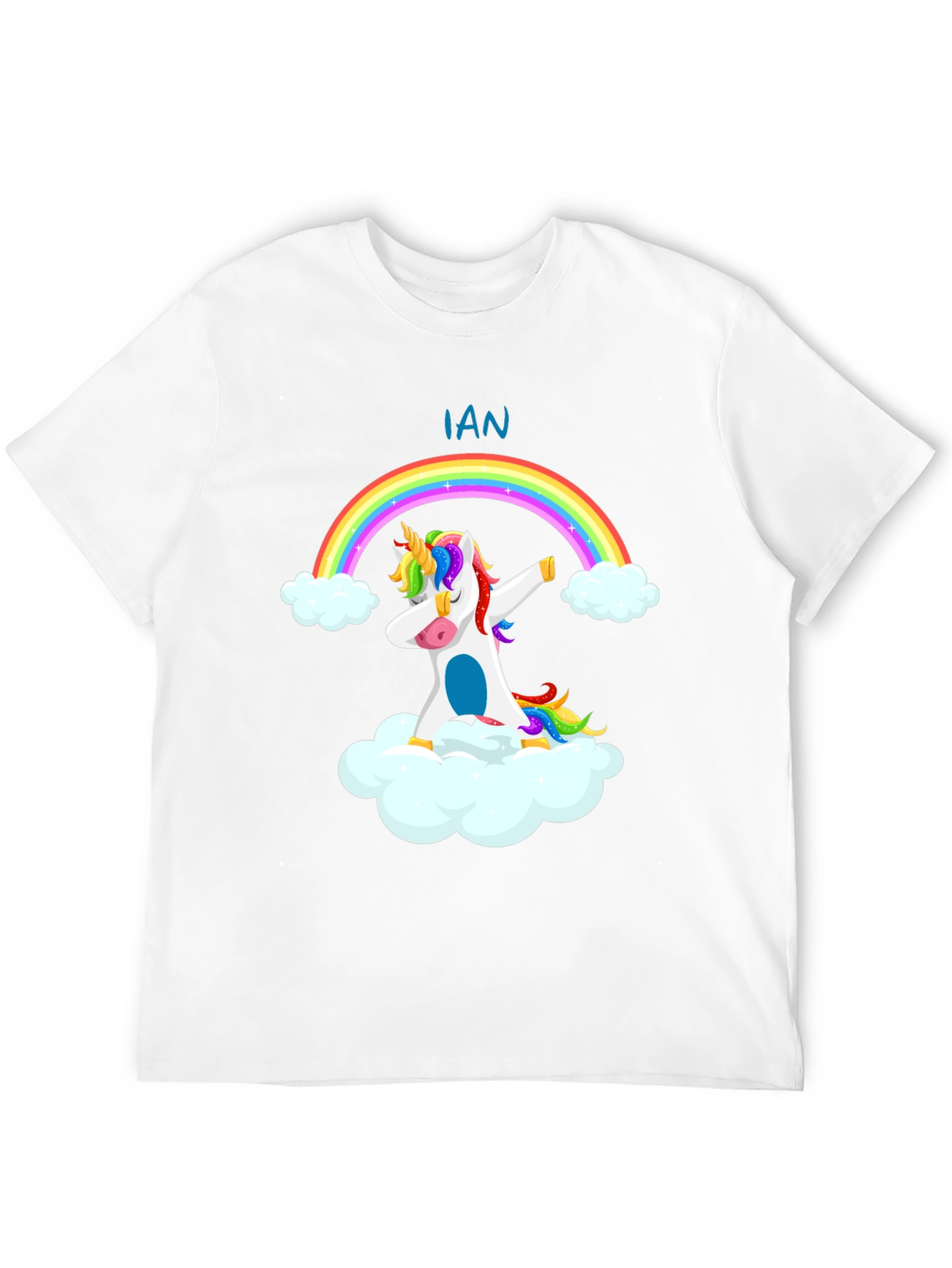 Black Unicorn Rainbow Dabbing T-Shirt - Personalized Ian view 12