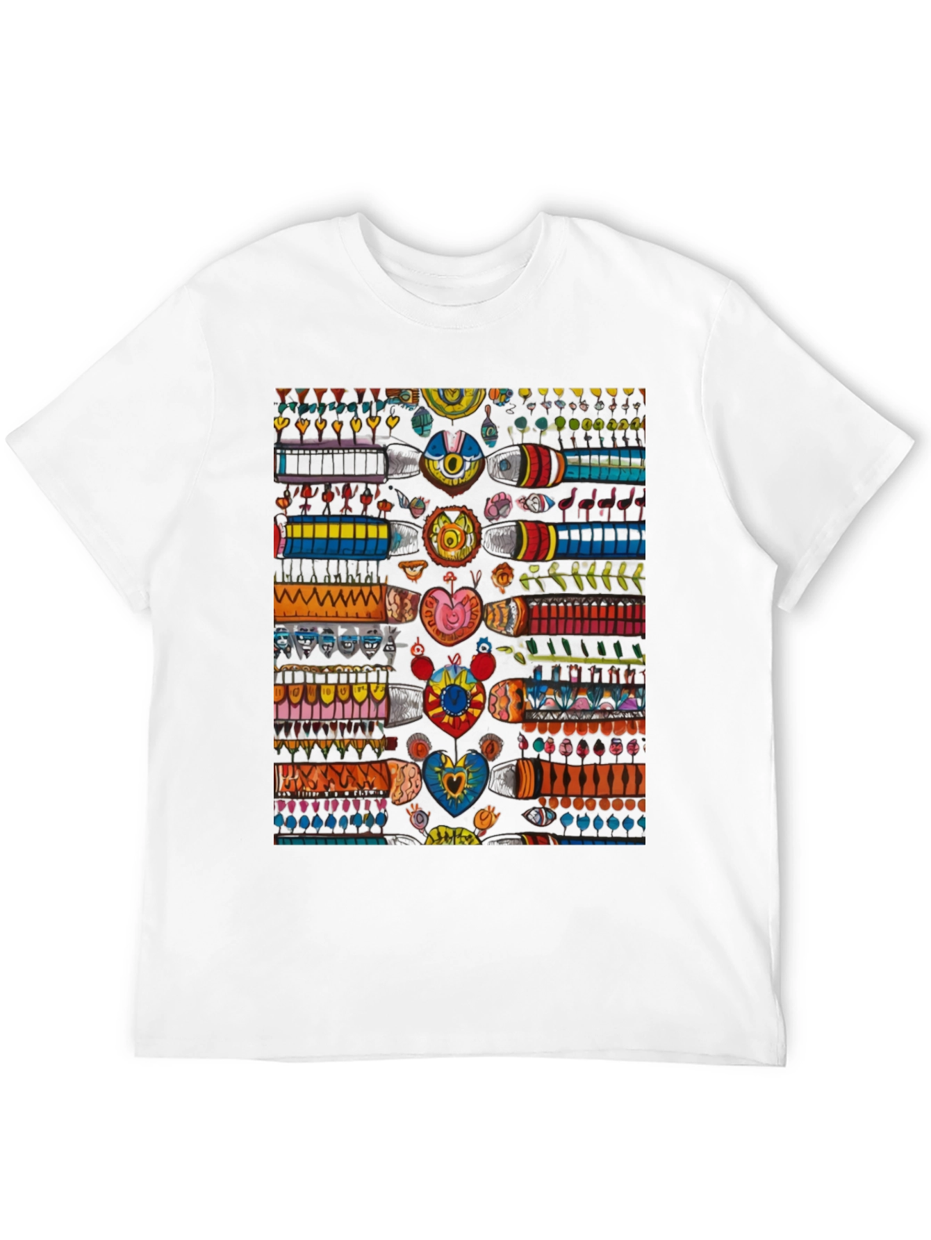 Black Colorful Abstract Pattern Black T-Shirt view 12