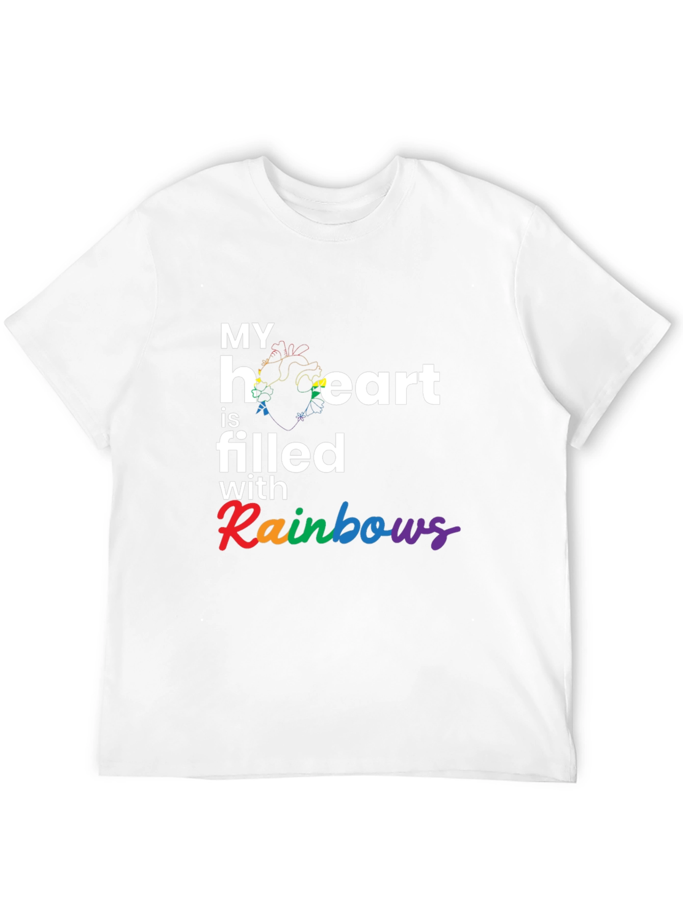 Black Rainbow Heart Filled T-Shirt view 12