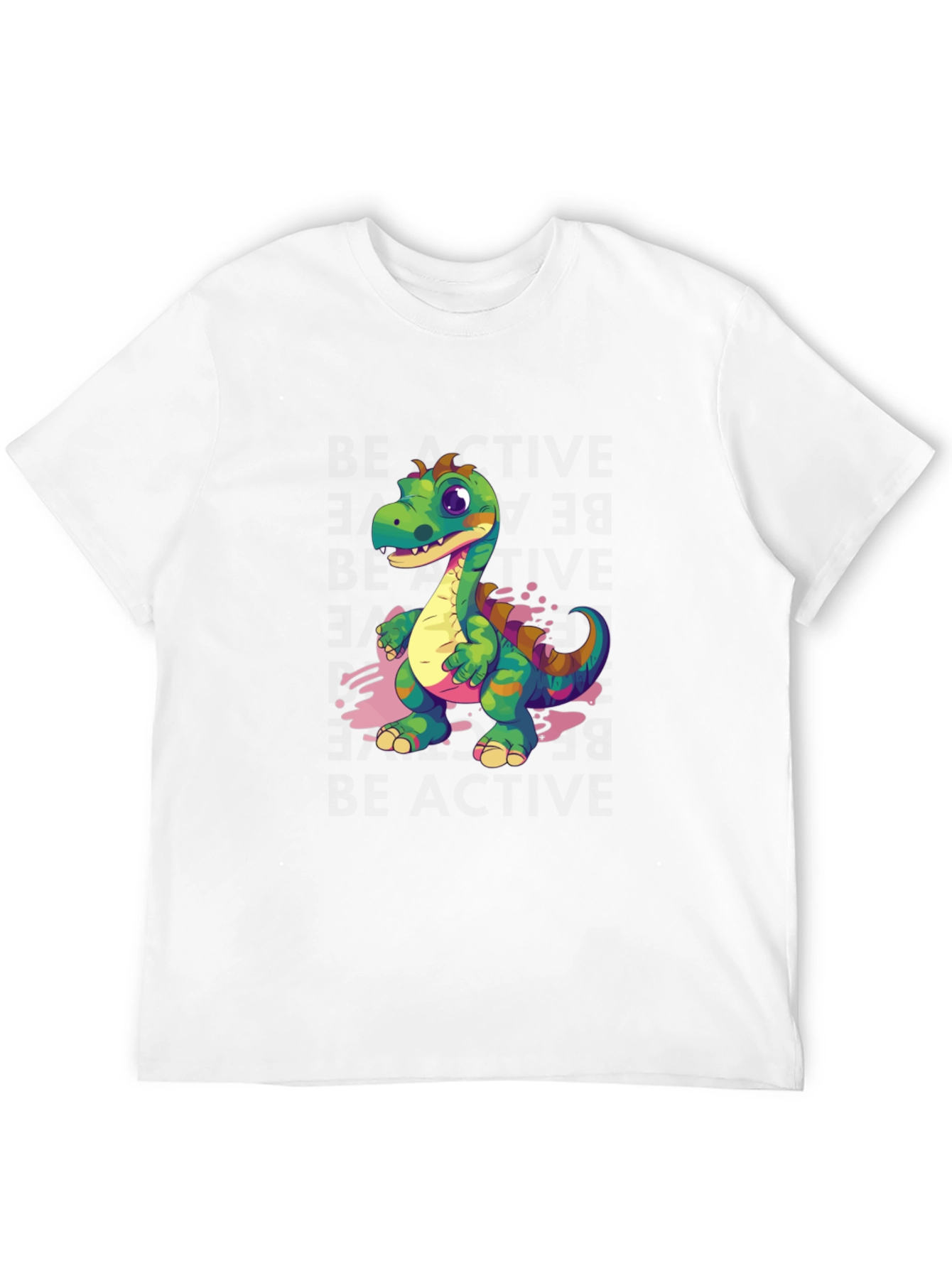 Black Cartoon Dinosaur Graphic Tee - Black view 12