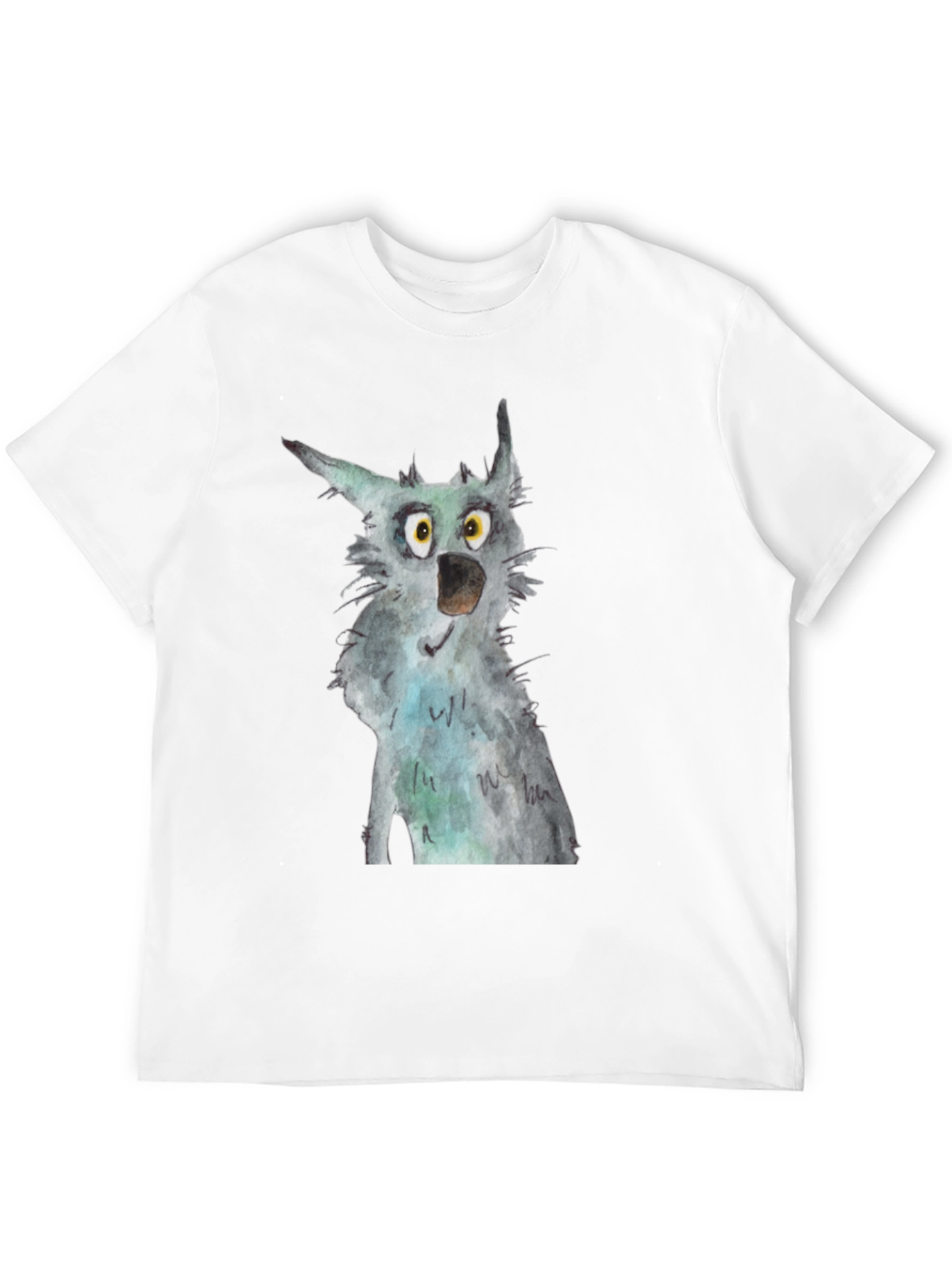 Black Wolf Watercolor Art Black T-Shirt view 12