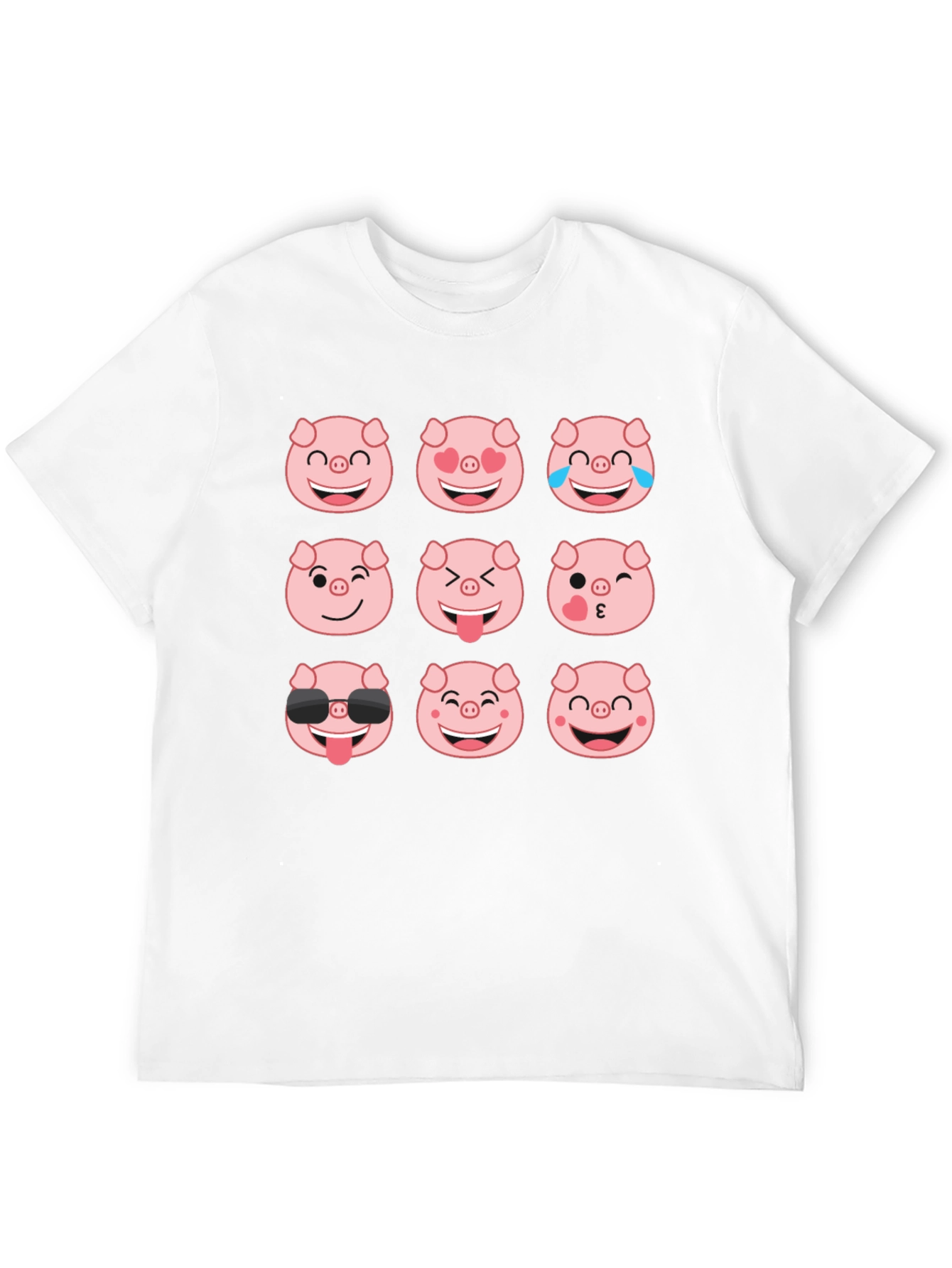 Black Pig Emoji T-Shirt - Black Cotton Crew Neck Tee view 12