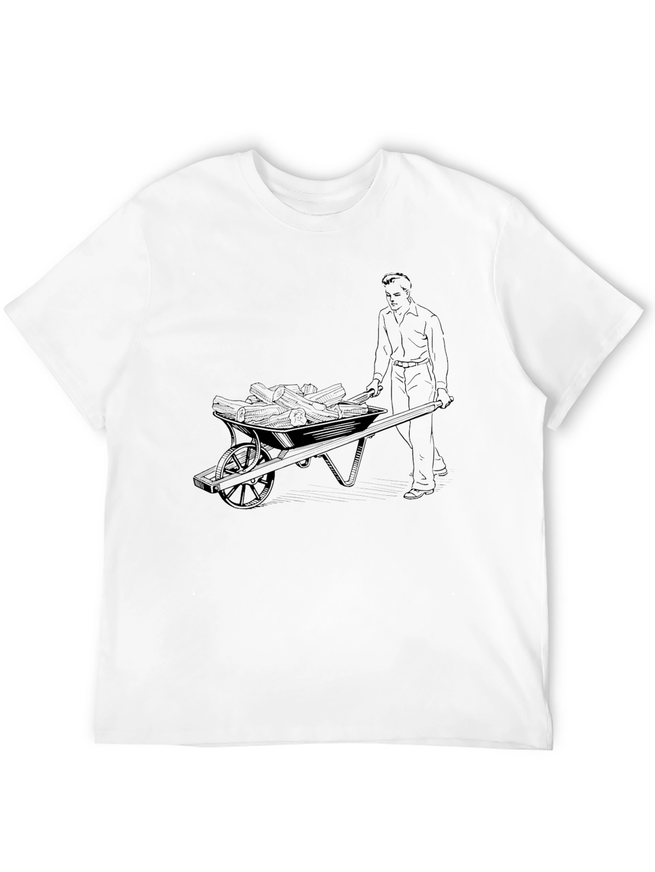 Black Men's Black Tee with Wheelbarrow Design view 12