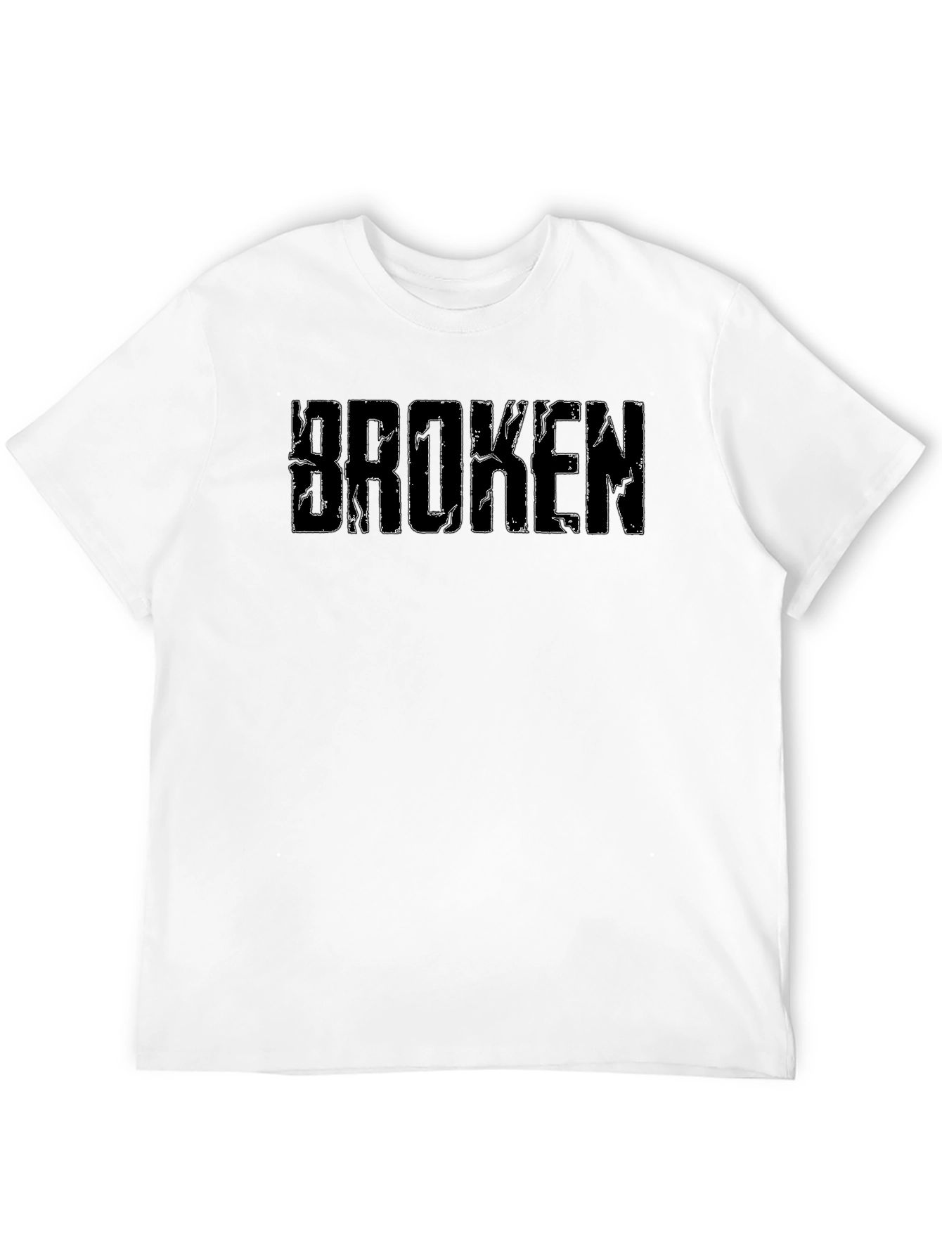 Black Broken Text Graphic T-Shirt Casual Wear view 12