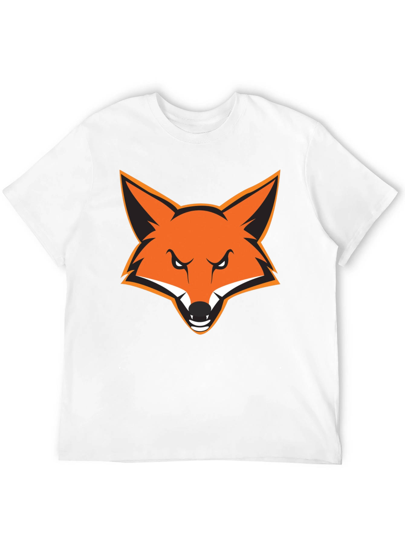 Black Men's Black T-Shirt with Bold Fox Graphic view 12