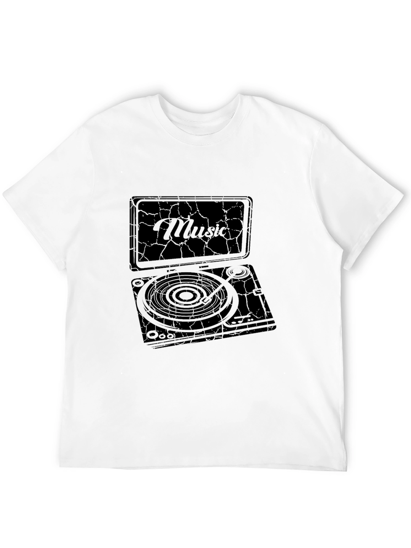 Black Vintage Music Turntable Graphic T-Shirt view 12
