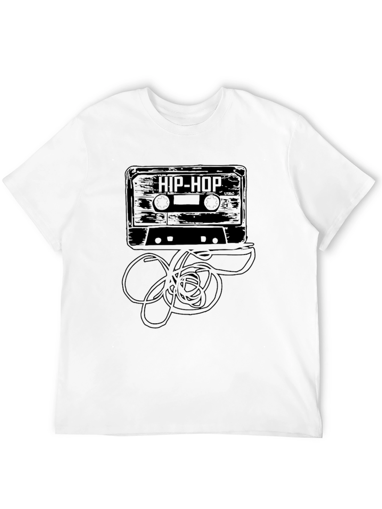 Black Hip Hop Cassette Tape Graphic T-Shirt view 12