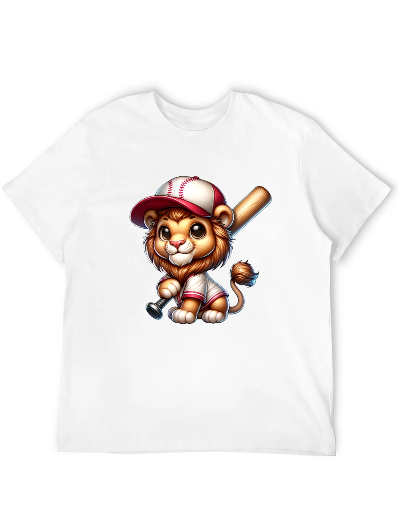 Black Cute Lion Baseball T-Shirt view 12