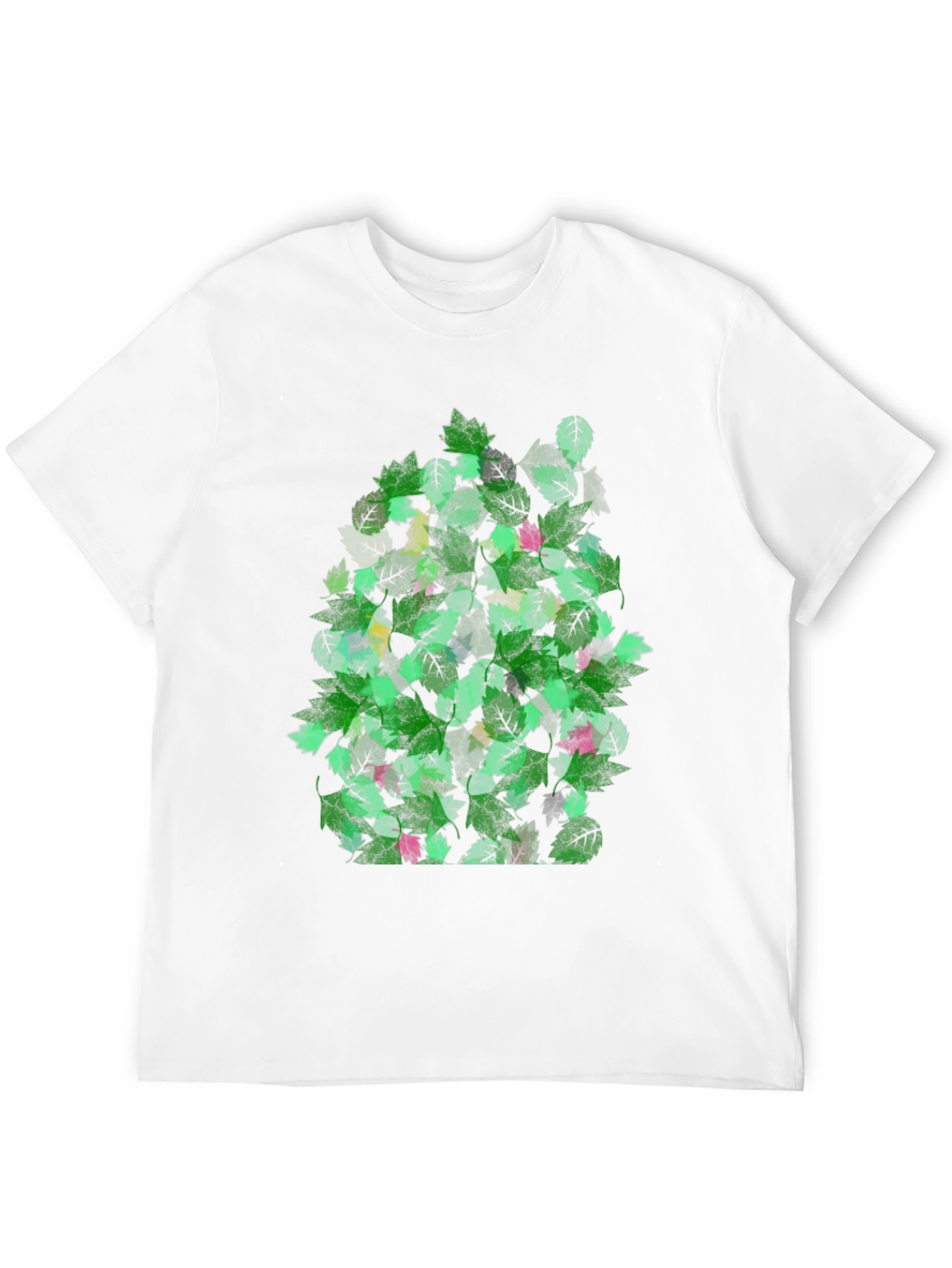 Black Leaf Pattern Black T-Shirt view 12