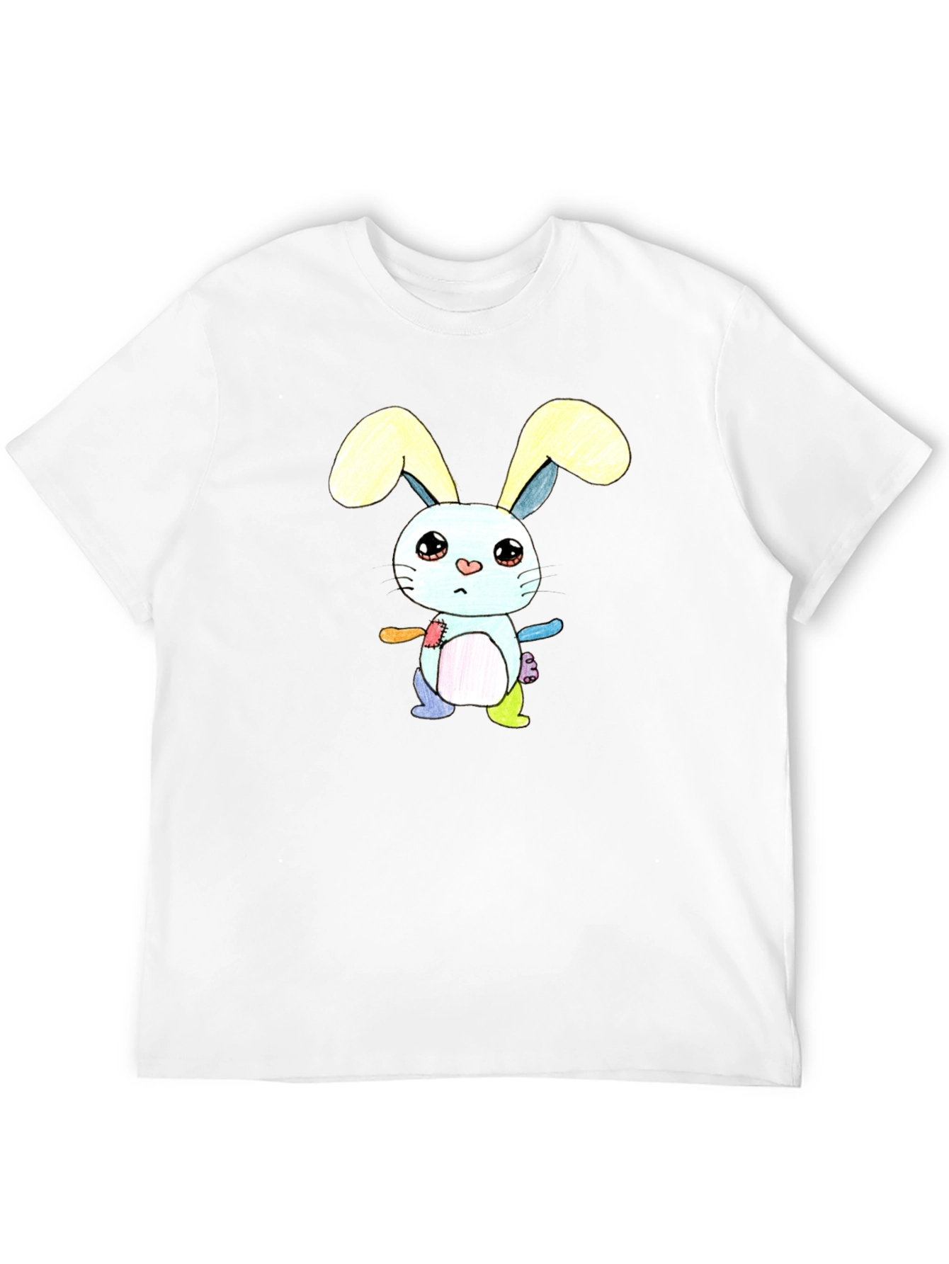Black Cute Cartoon Bunny T-Shirt - Unisex Black Tee view 12