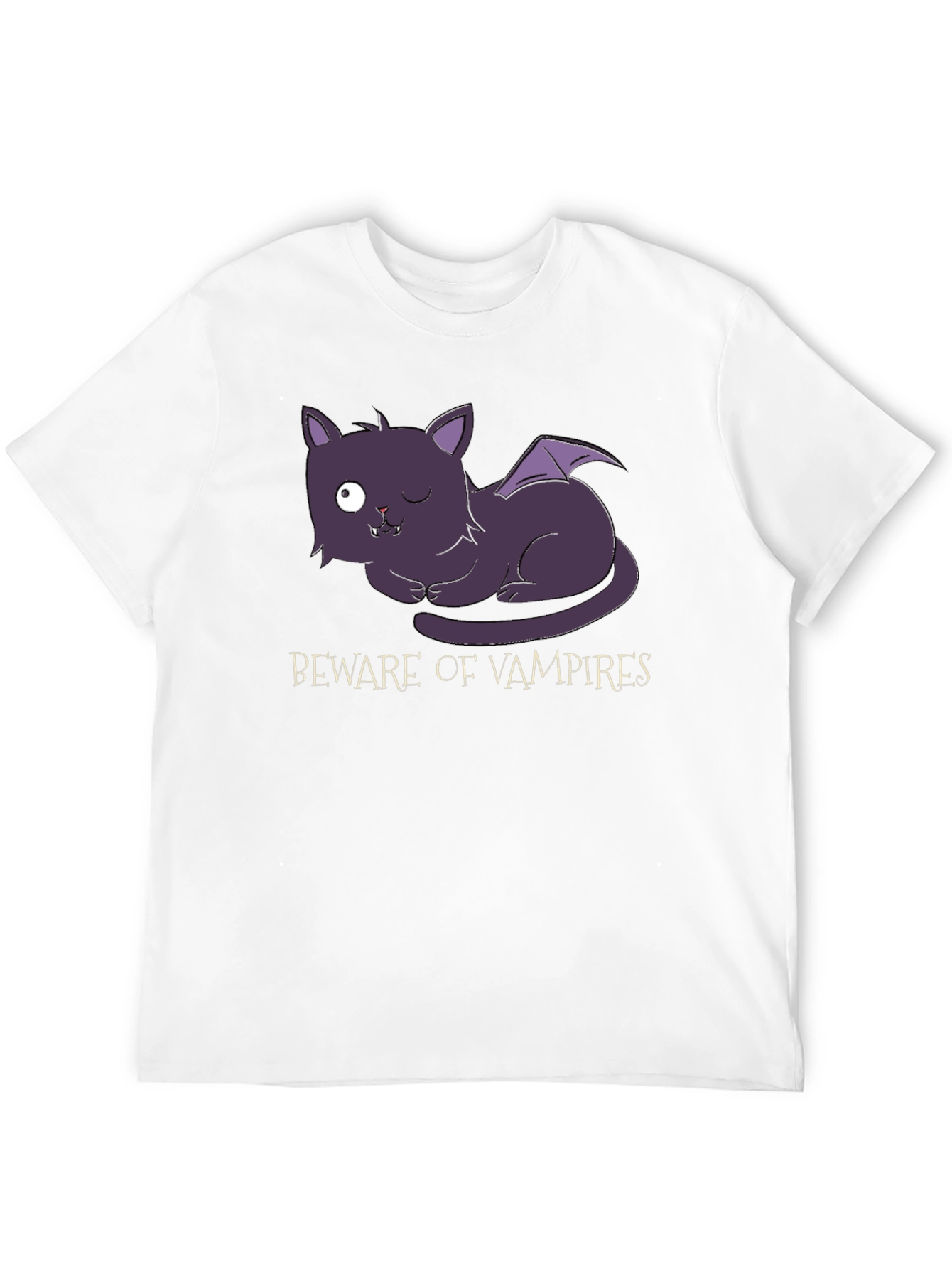 Black Beware of Vampires Cat T-Shirt - Halloween view 12