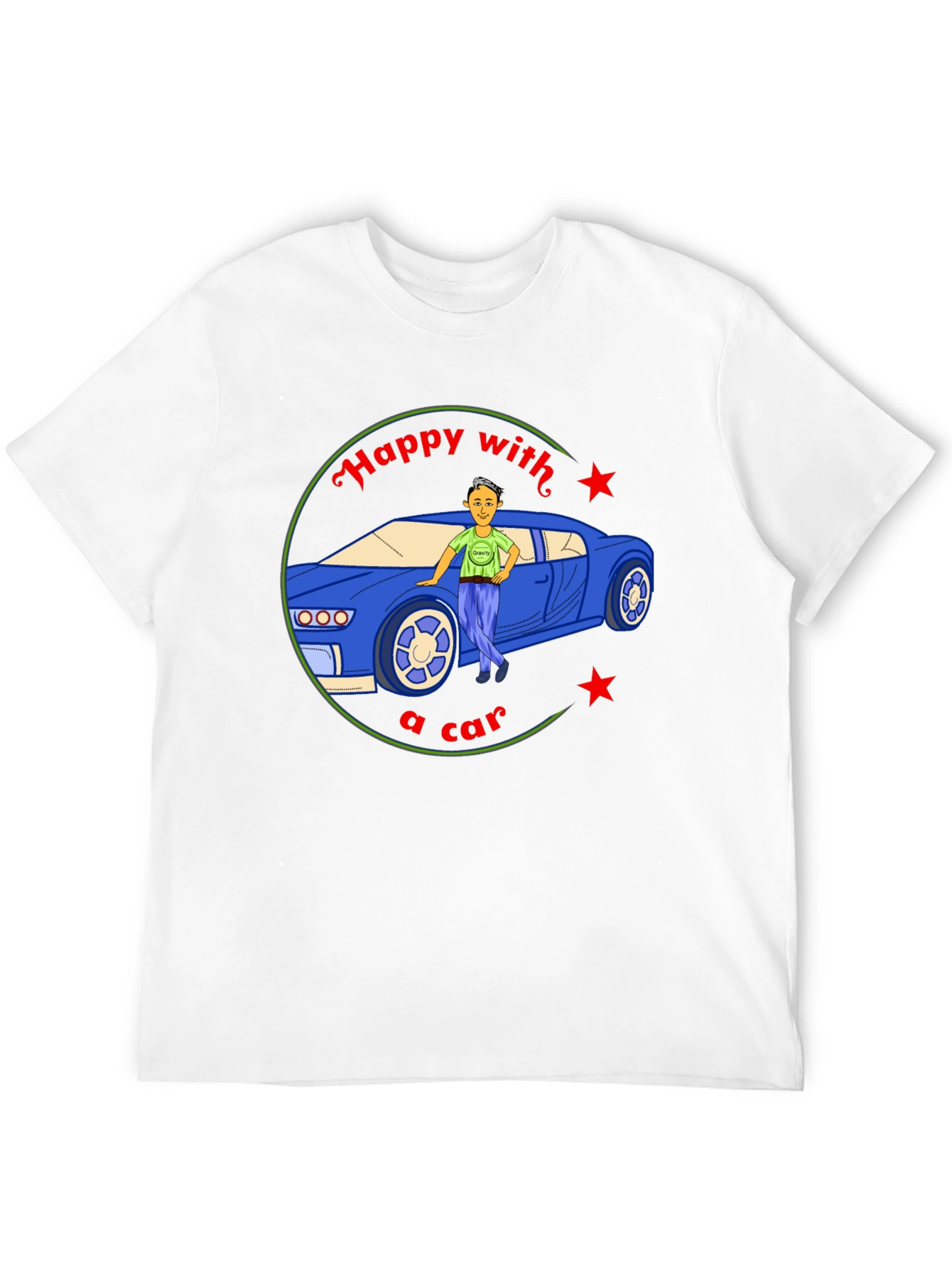 Black Happy with a Car Graphic Tee - Black Cotton view 12