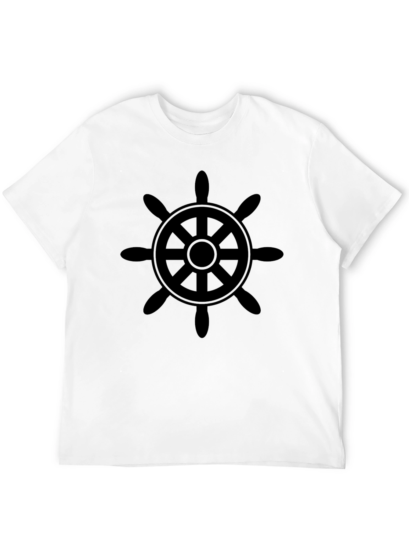 Black Nautical Wheel Graphic Tee - Classic Black Cotton T-Shirt view 12