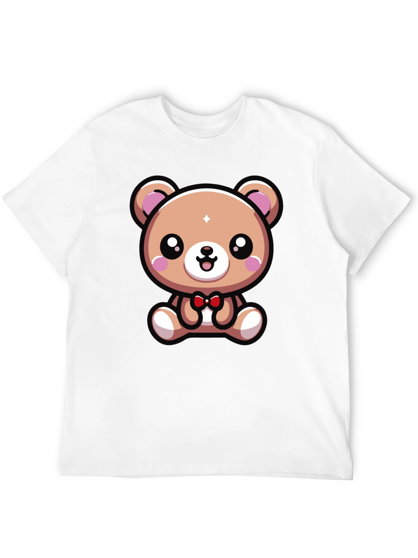 Black Cute Cartoon Bear Graphic Tee - Black view 12