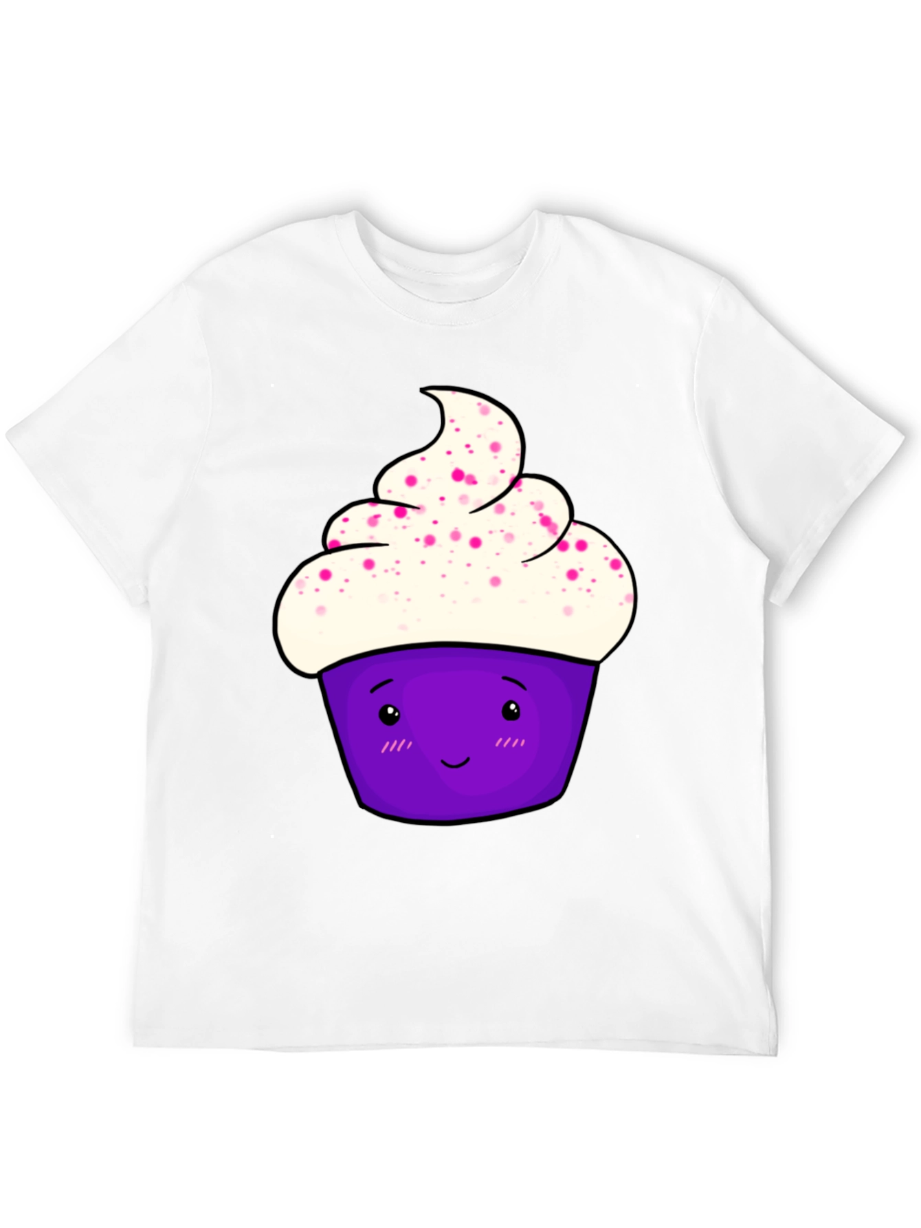 Black Cute Cupcake Graphic T-Shirt - Black Cotton Tee view 12